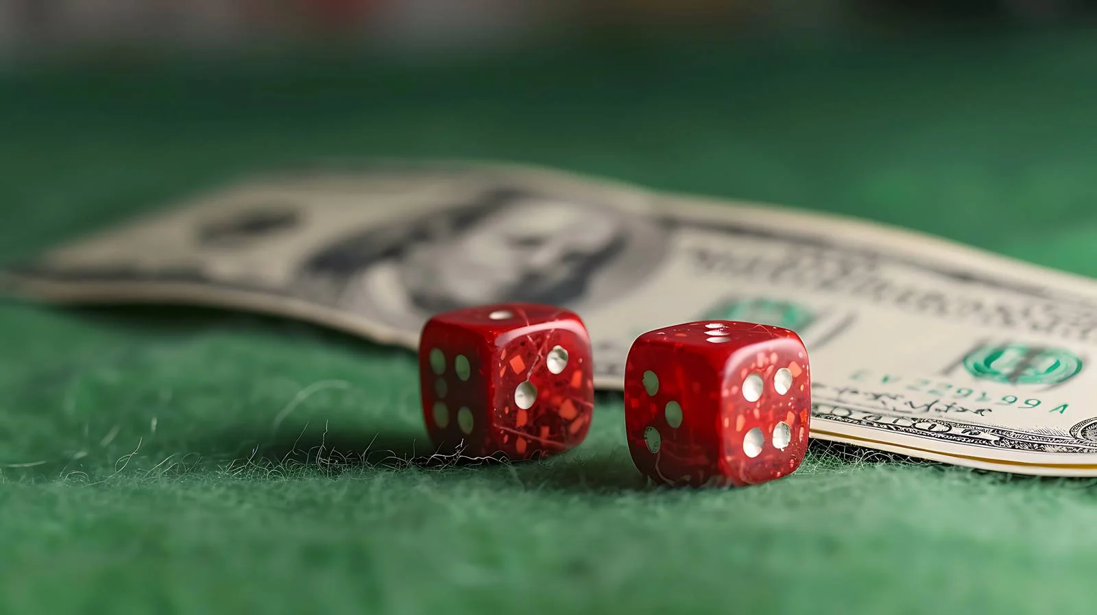 Red Dice and Dollar Bill on Green — free download from Dotvec