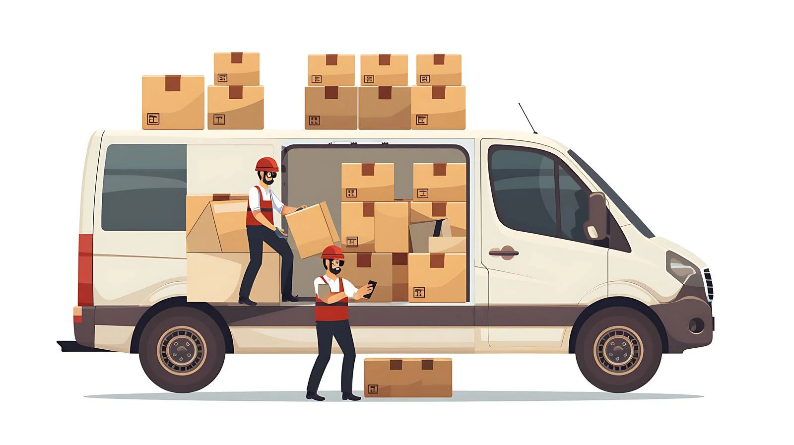 Professionals loading removal company boxes and furniture — free download from Dotvec
