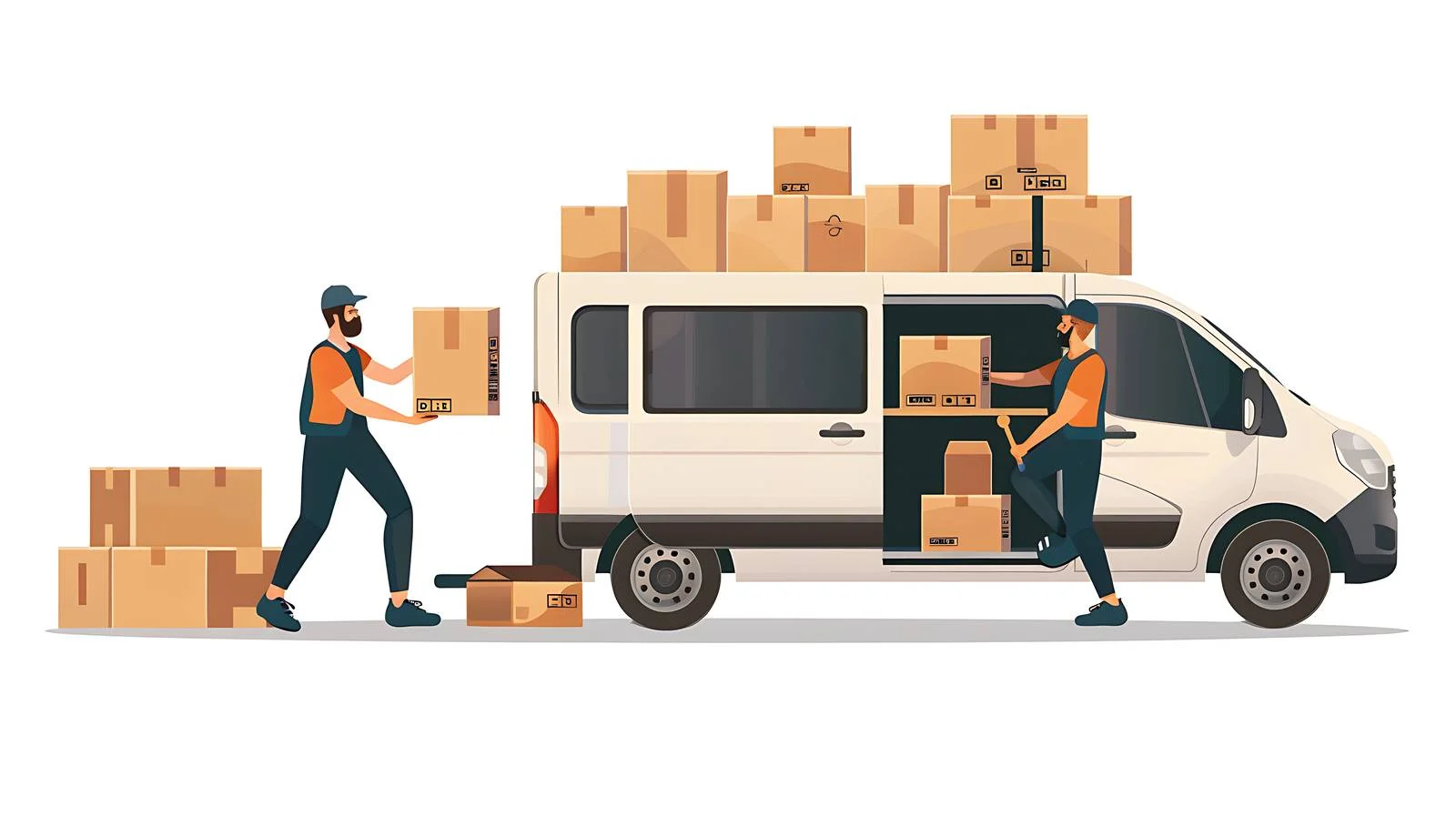 Removal Workers Unloading Boxes and Furniture — free download from Dotvec