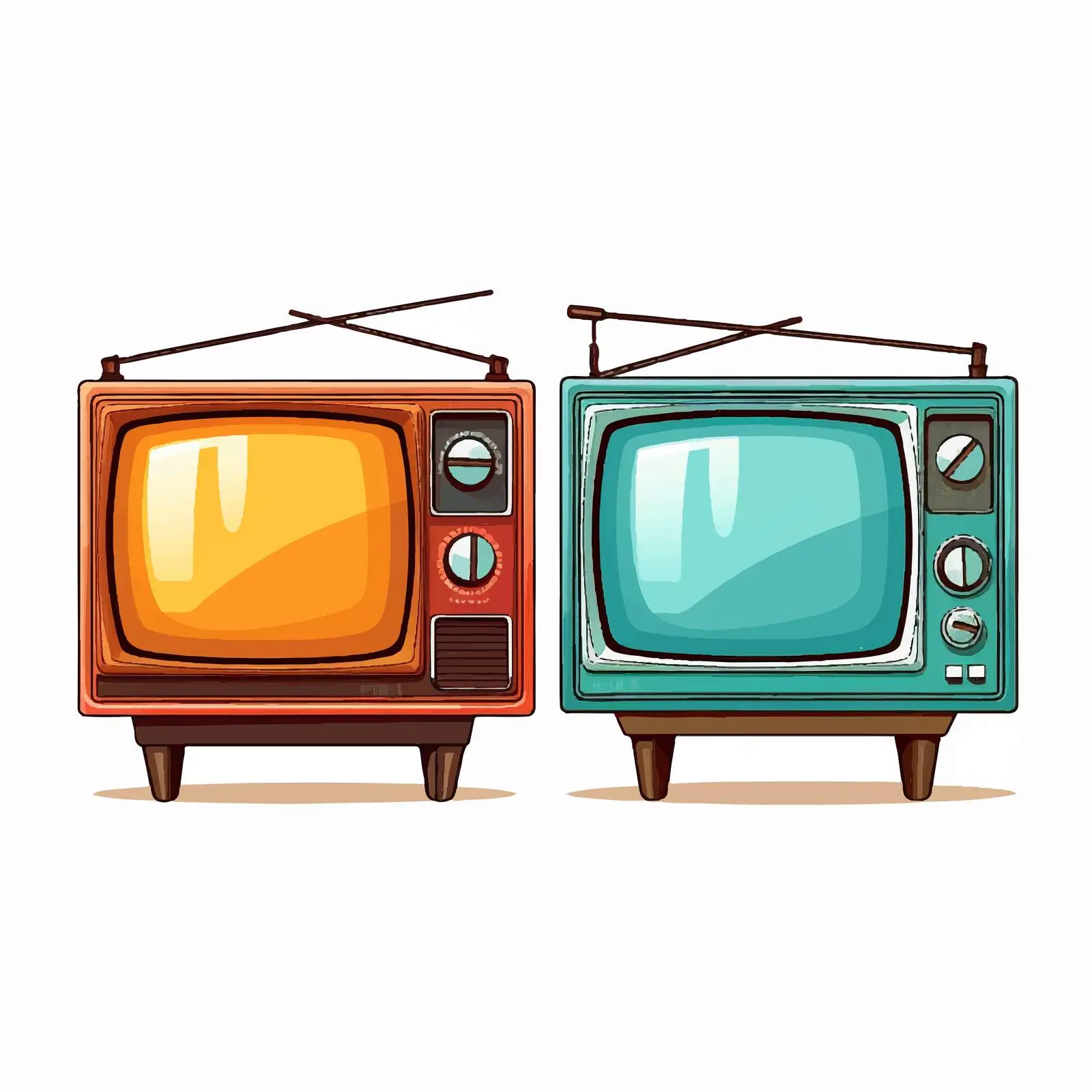 Retro Cartoon TVs with Antennas and Dials — free download from Dotvec