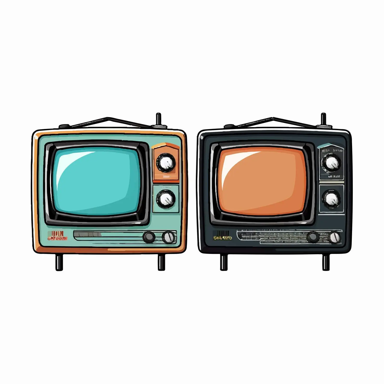 Retro Cartoon TVs with Antennas and Dials — free download from Dotvec