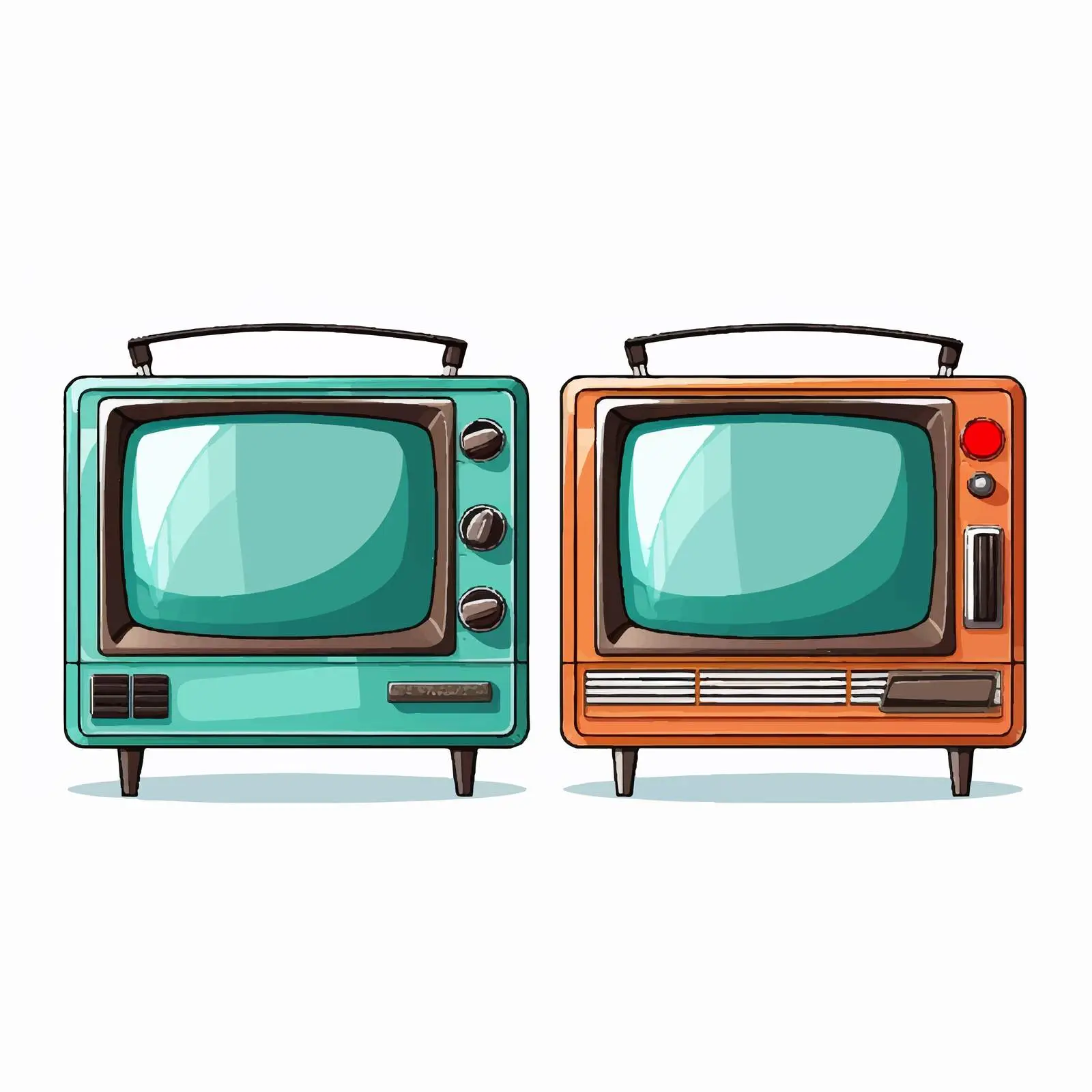 Two Retro TVs with Antennas and Dials Vector — free download from Dotvec