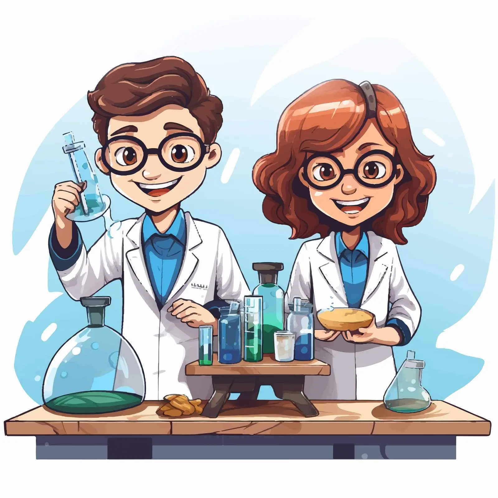 Science Students Collaborating in Lab Illustration — free download from Dotvec