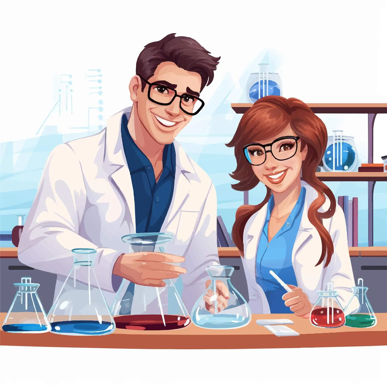 Science Students Working in School Lab Illustration – free burner image from Dotvec