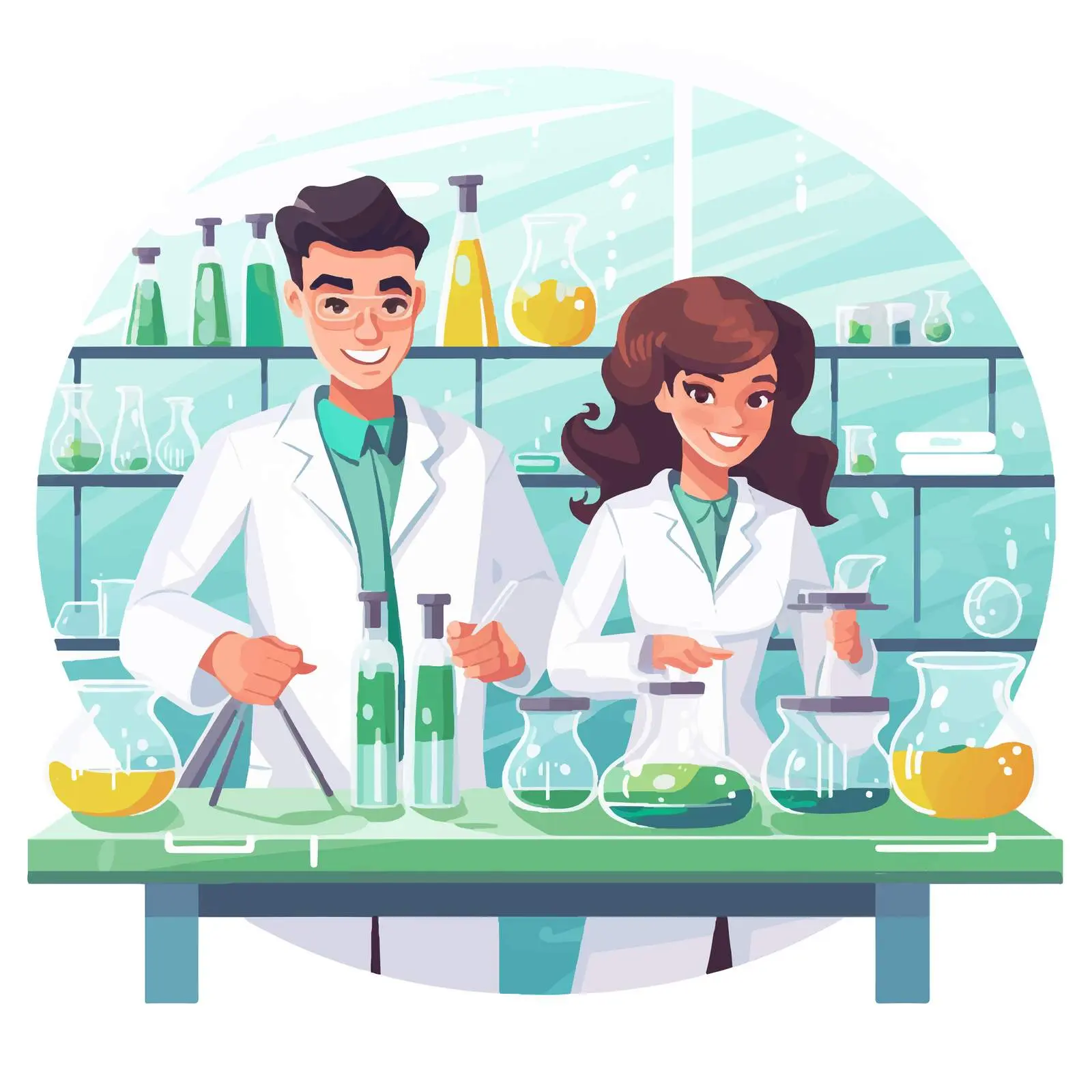 Science Students Collaborating in School Lab — free download from Dotvec