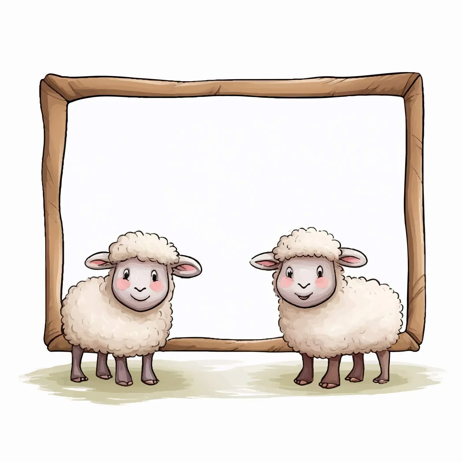 Two Sheep Holding a Frame for Card Designs — free download from Dotvec
