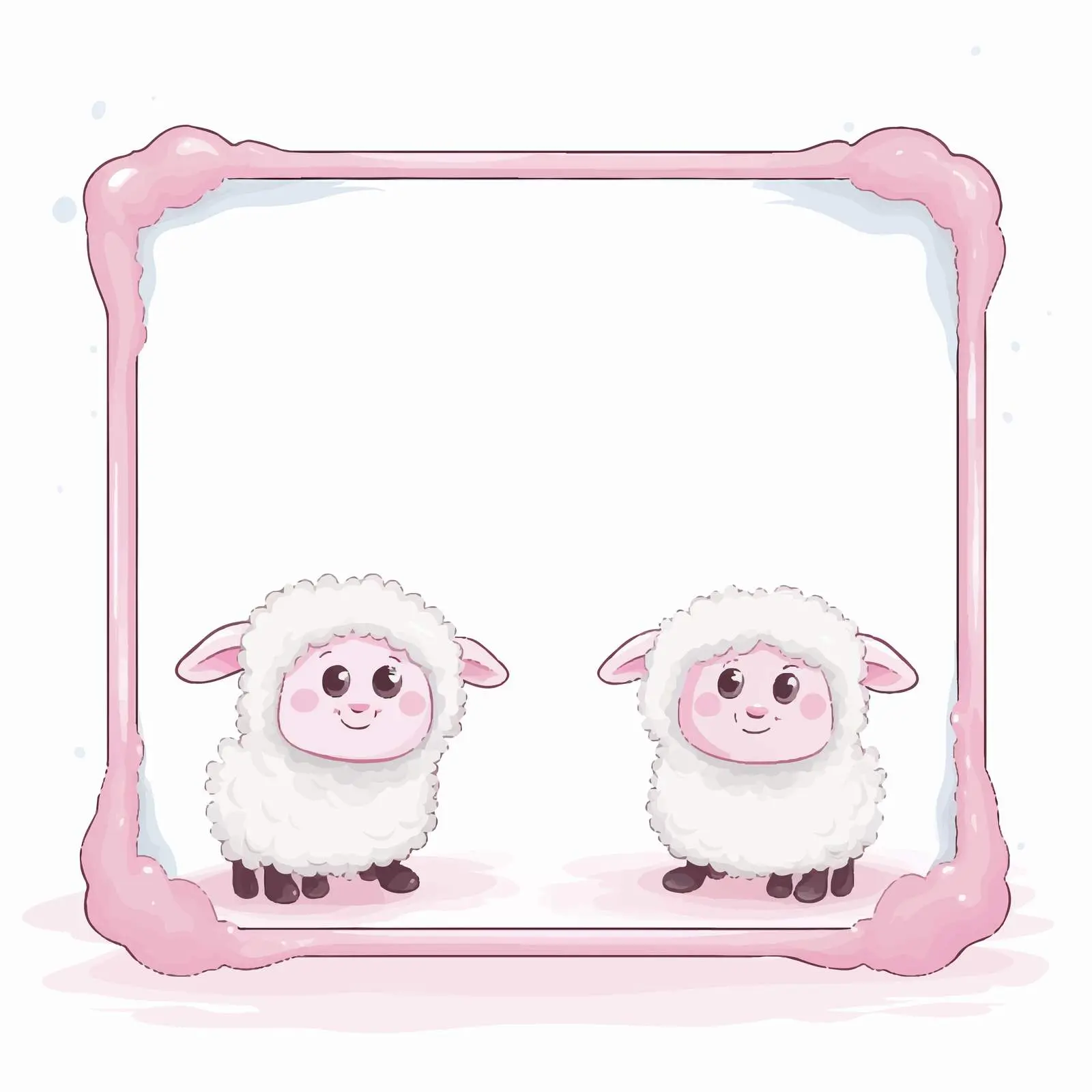 Two Sheep Holding an Empty Frame Template — free download from Dotvec