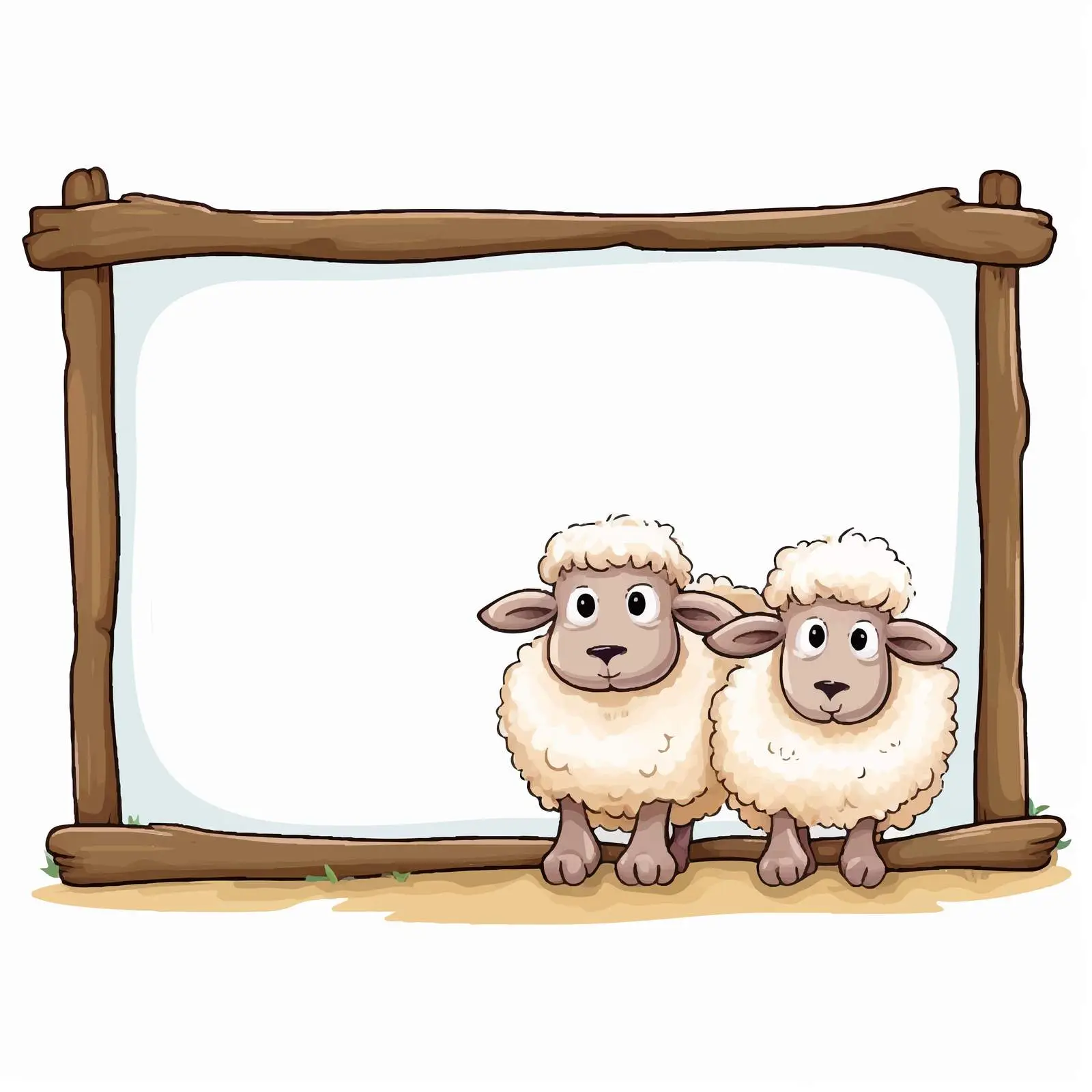 Two Sheeps Holding a Picture Frame — free download from Dotvec