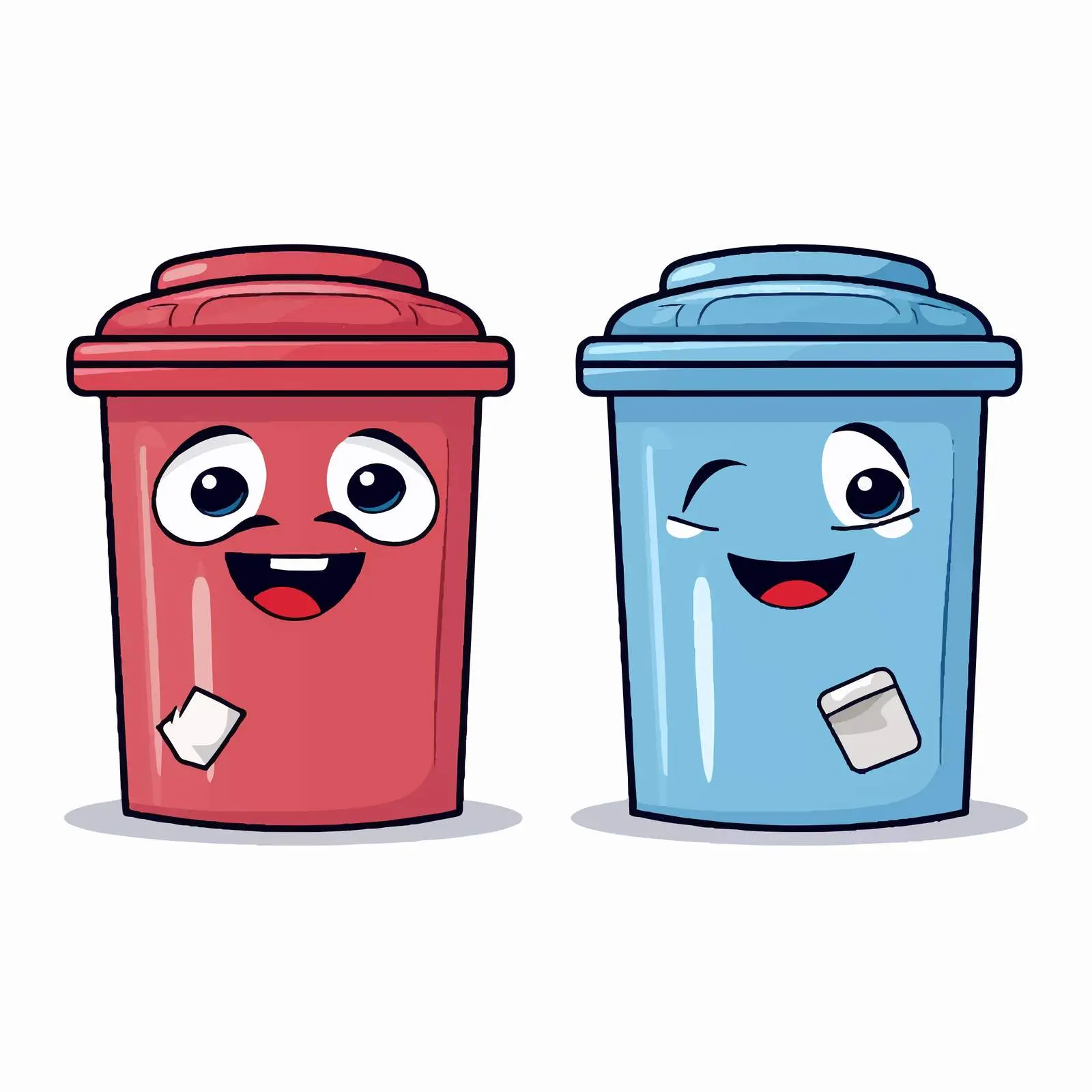 Smiling Animated Trash Bins Vector Illustration — free download from Dotvec