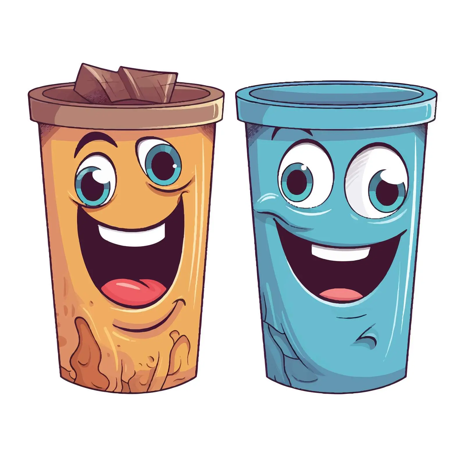 Smiling Animated Trash Bins Vector Illustration — free download from Dotvec