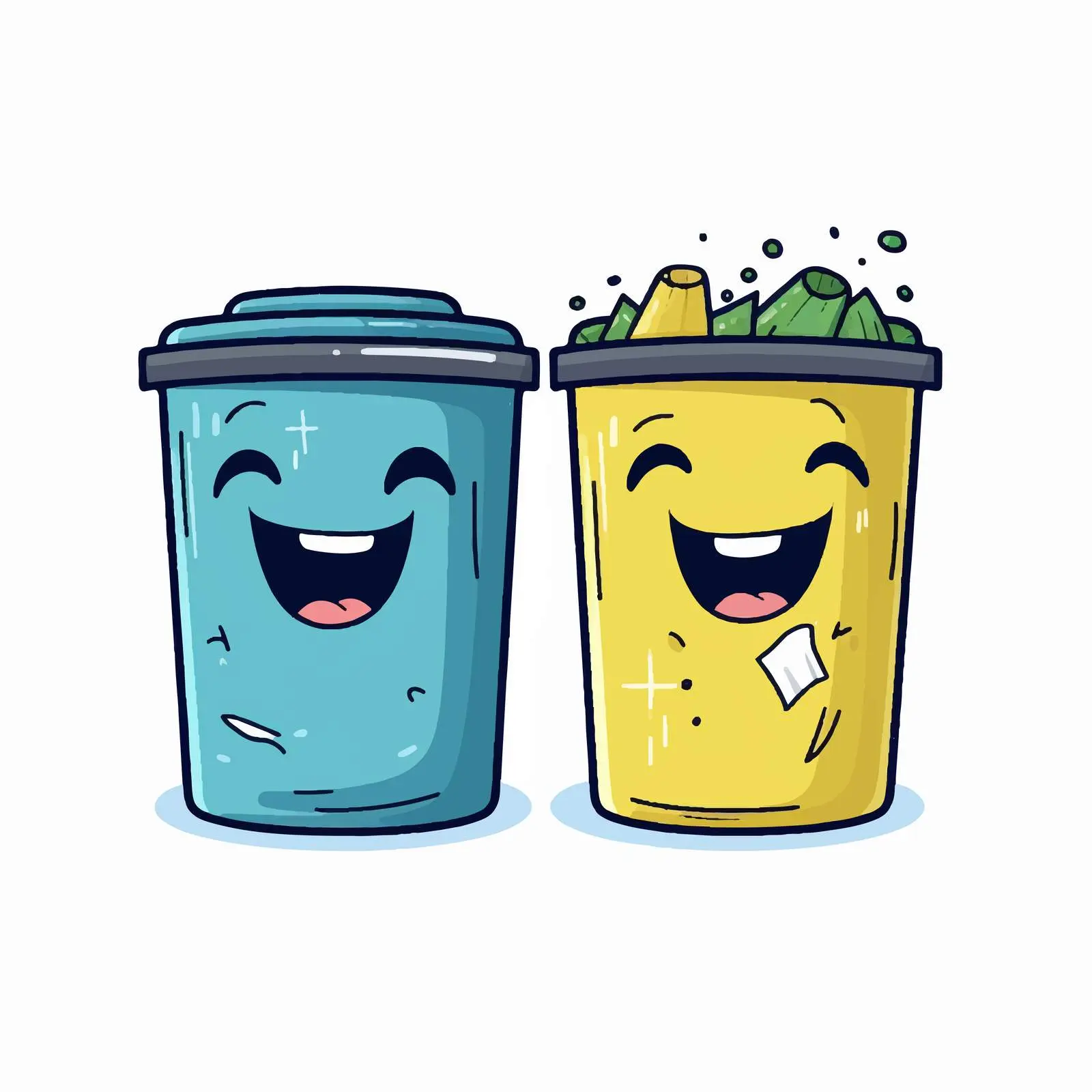 Smiling Animated Trash Bins Vector Illustration — free download from Dotvec