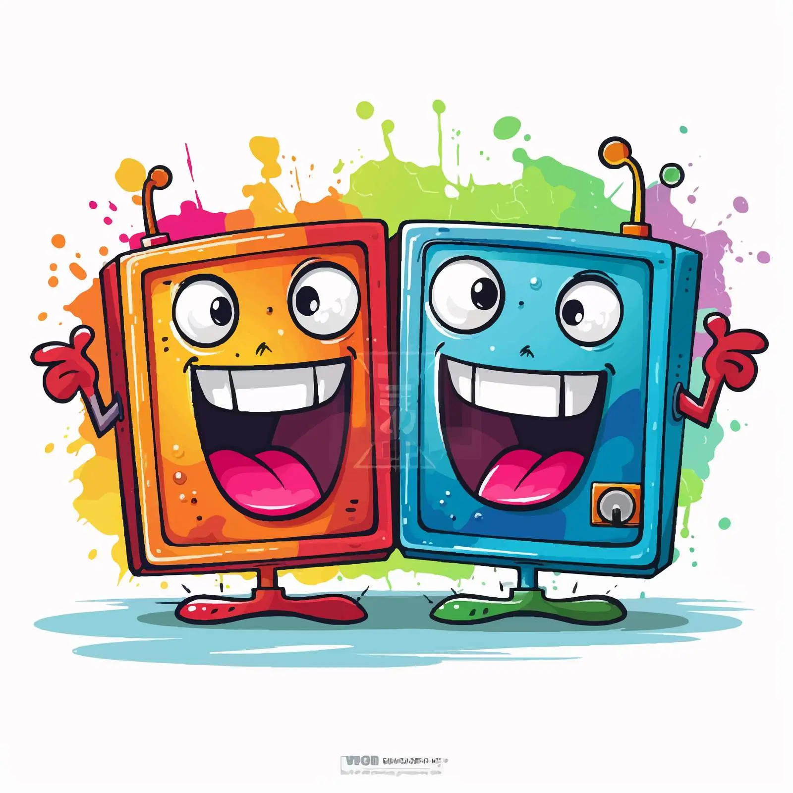 Smiling Animated TVs with Vibrant Colors – free entertaining visuals image from Dotvec
