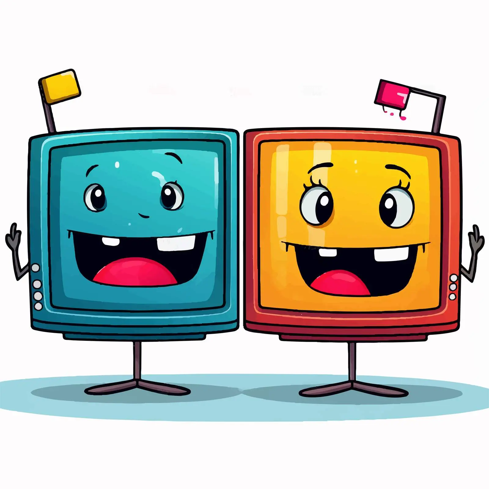 Animated Smiling TVs with Vibrant Colors – free entertainment vector image from Dotvec
