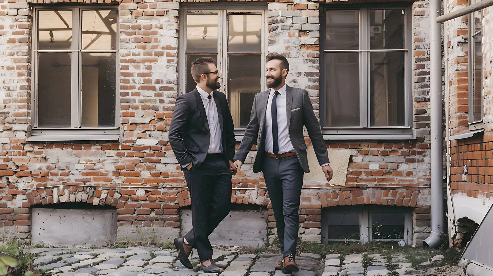 Professional Businessmen Walking by Old Building — free download from Dotvec