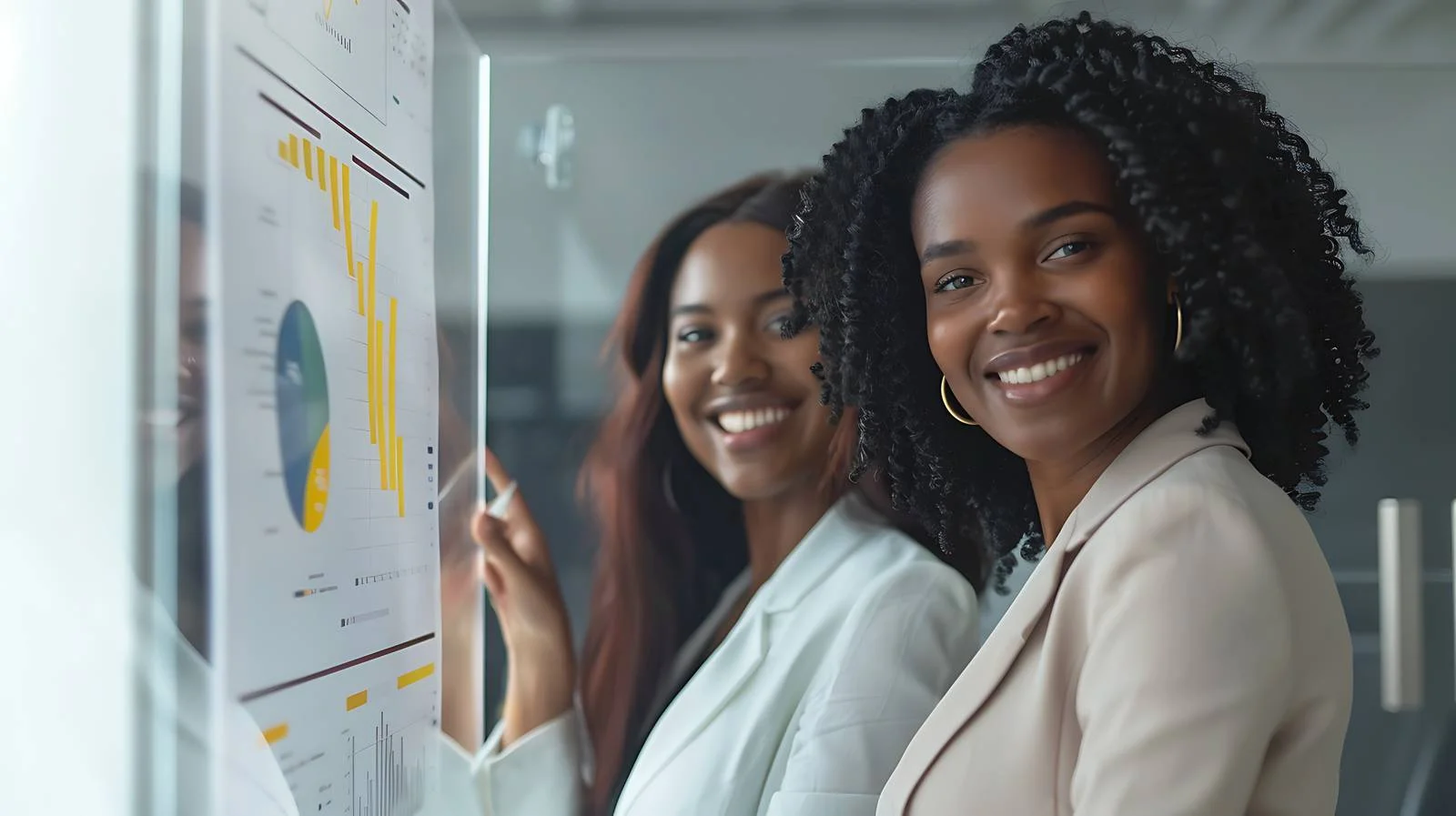 Professional Businesswomen Analyzing Glass Chart — free download from Dotvec