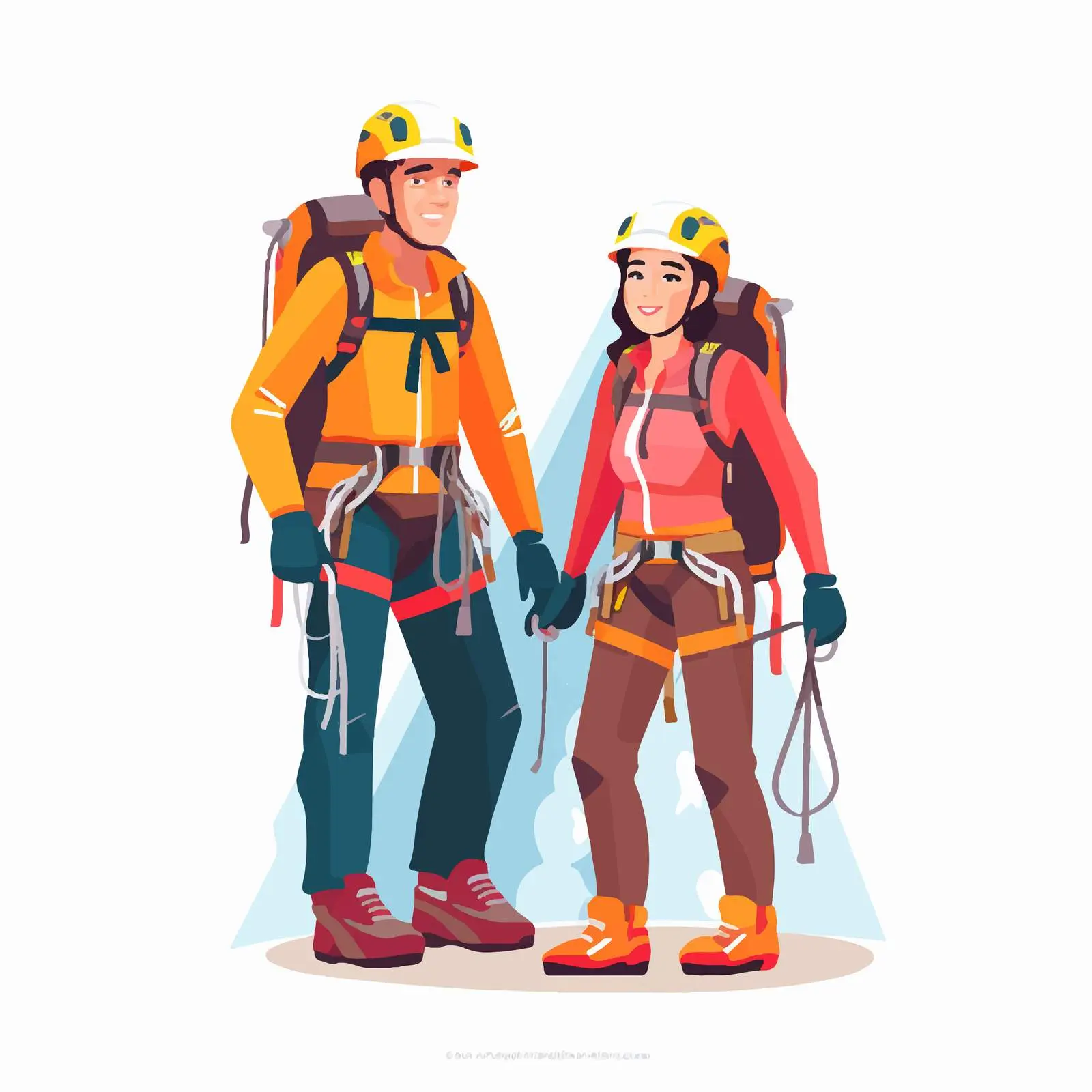 Smiling Climbers with Gear in Mountain Landscape — free download from Dotvec