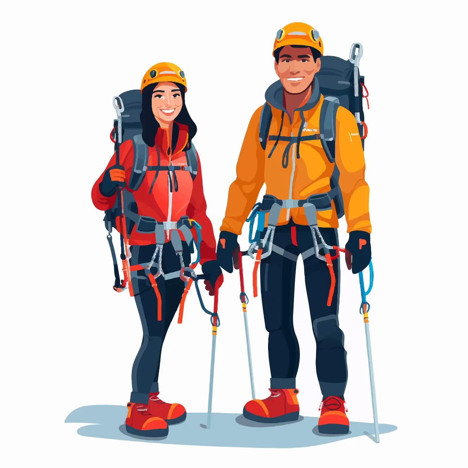 Two Smiling Climbers with Alpinist Equipment — free download from Dotvec