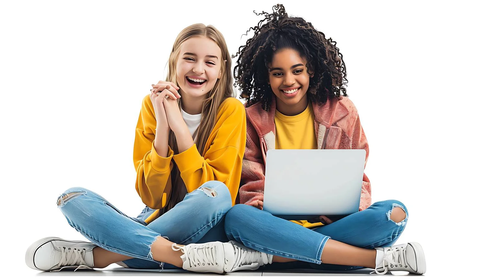 Joyful Women Sharing Laughter on Floor — free download from Dotvec