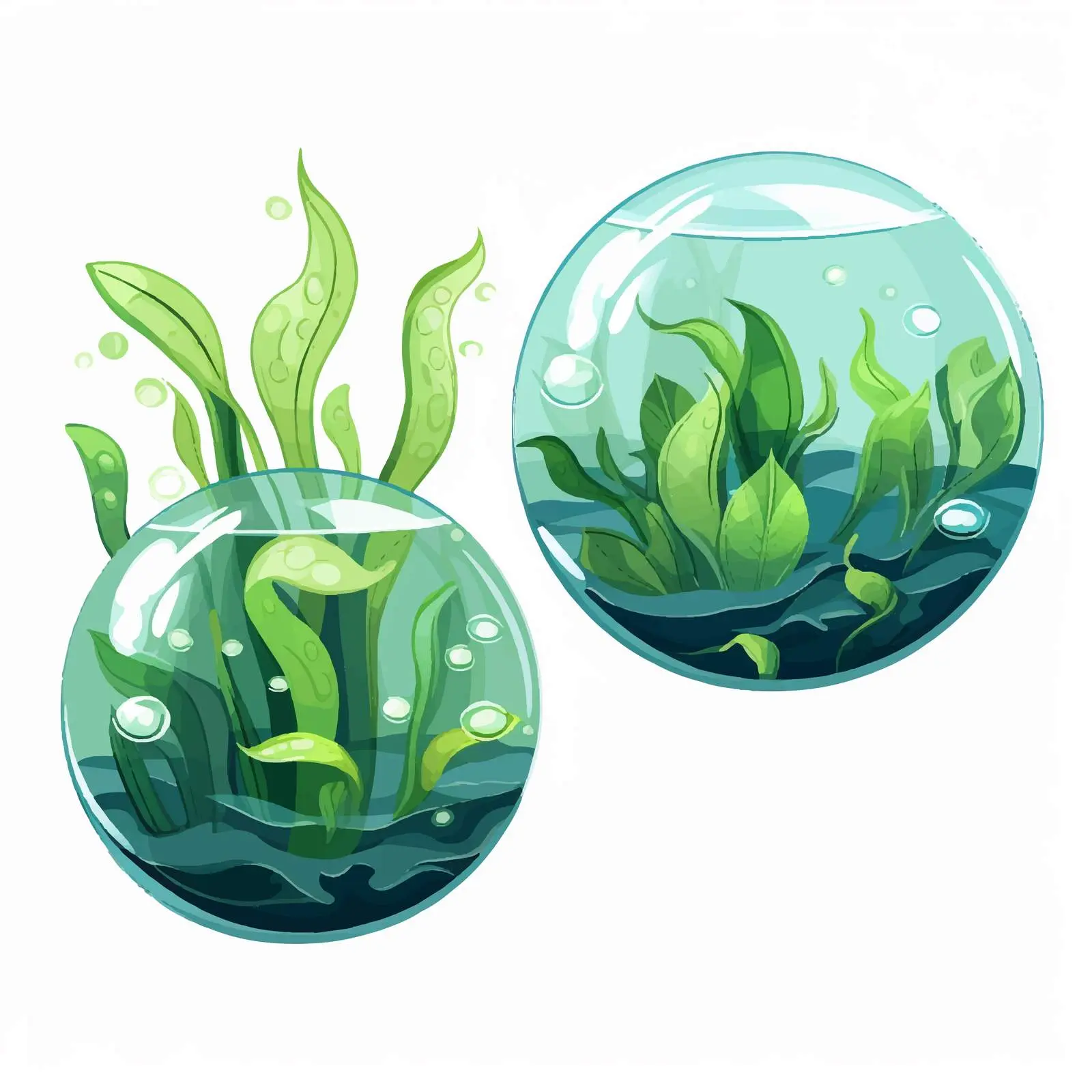 Spherical Water Plants and Algae Vector Illustration – free watercolor effect image from Dotvec
