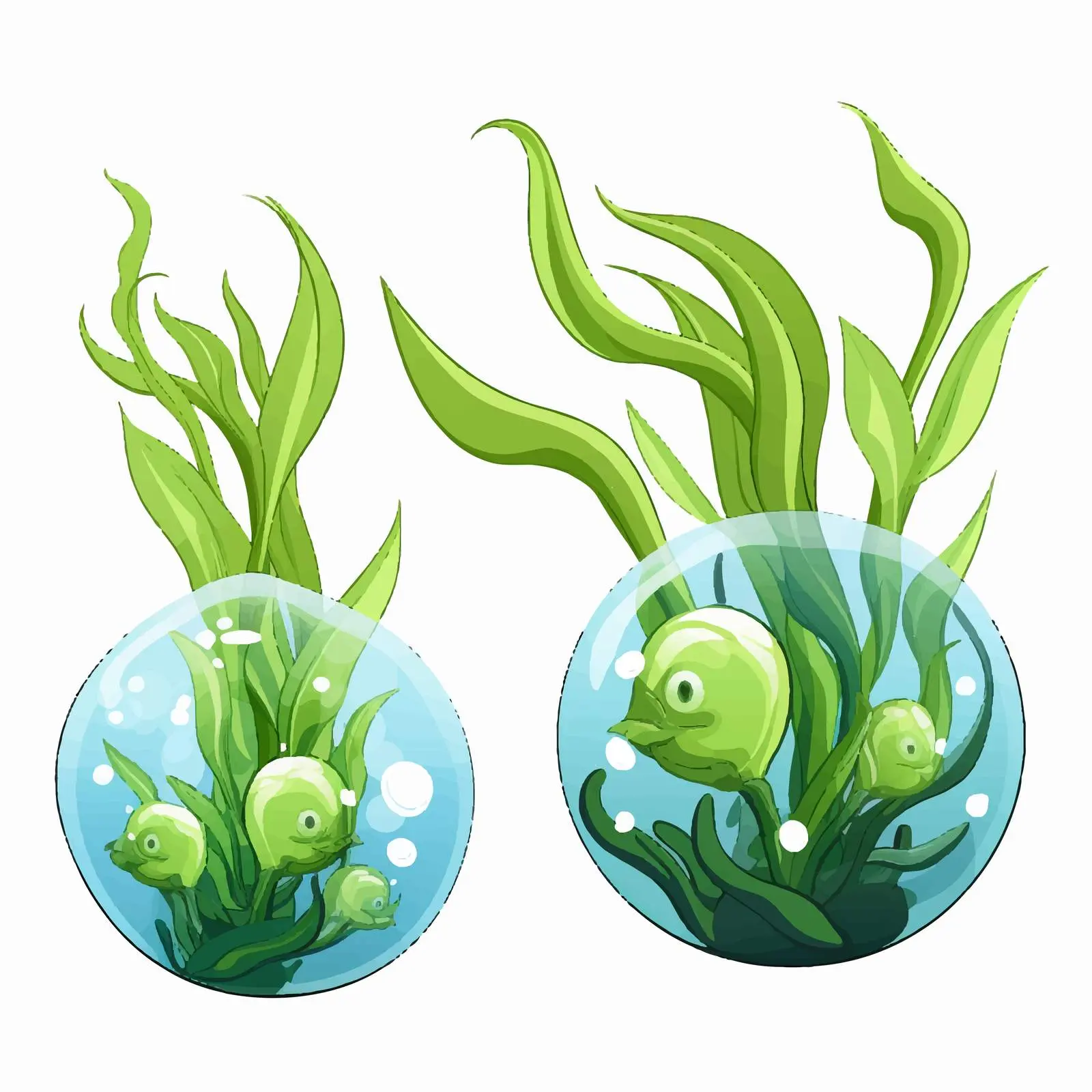 Cartoon Water Plants and Algae Vector Illustration — free download from Dotvec
