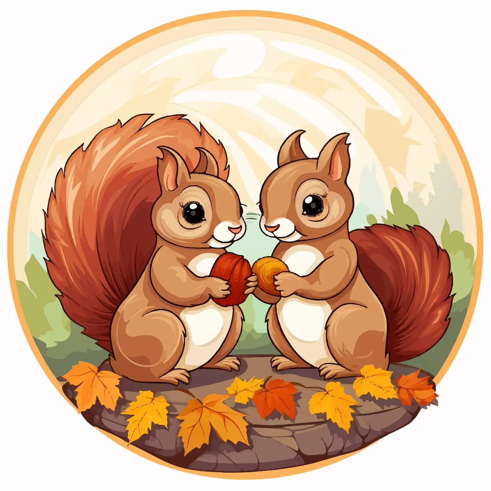 Two Squirrels Sharing an Acorn in Nature — free download from Dotvec