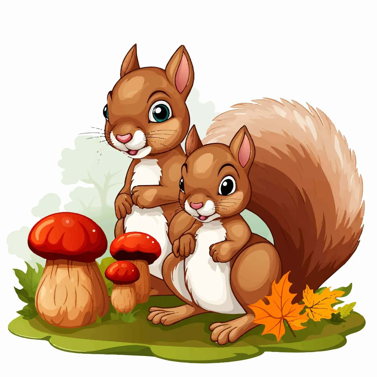 Two Squirrels Sharing an Acorn in Nature – free squirrels image from Dotvec