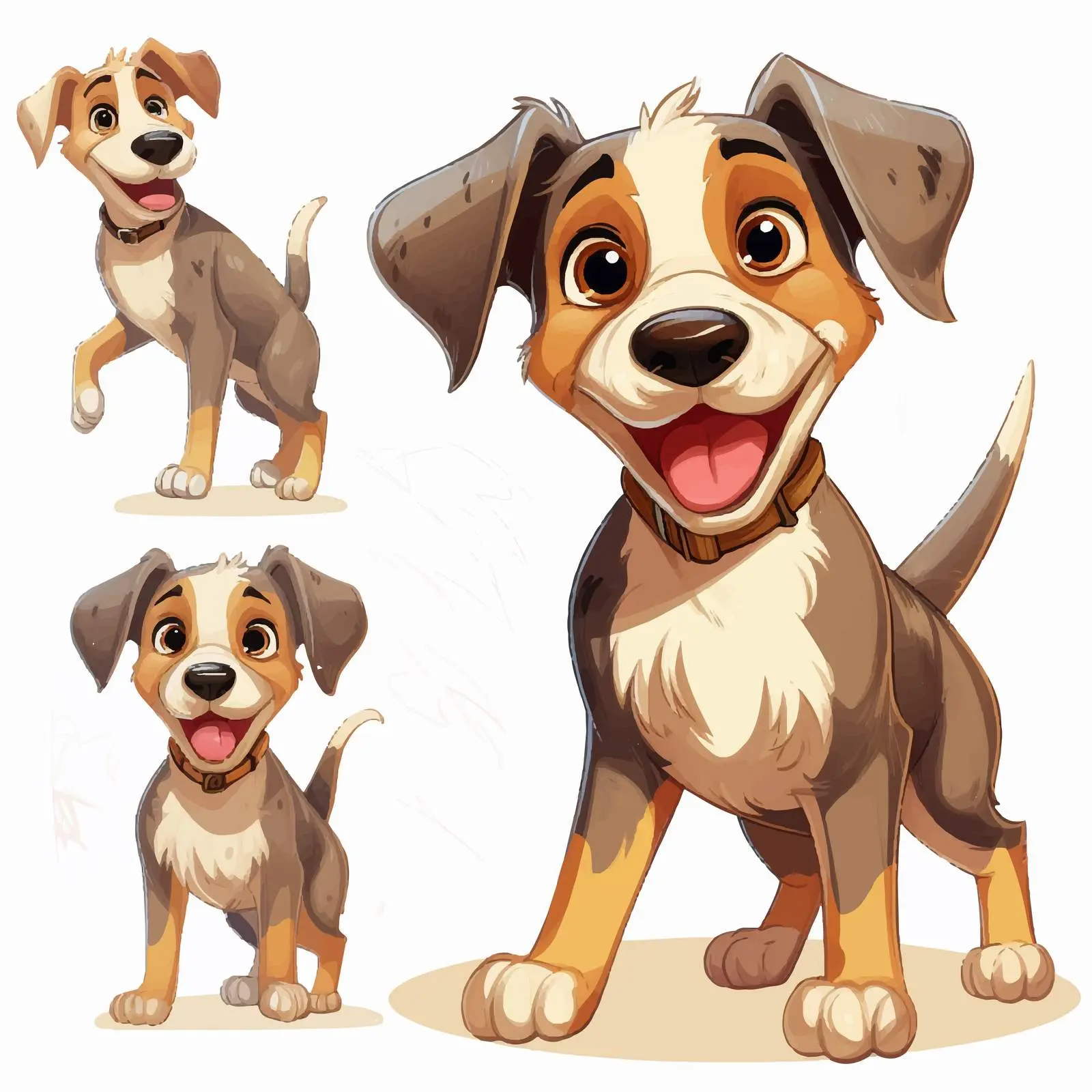Cartoon Dog Sketch and Color Stages Vector — free download from Dotvec