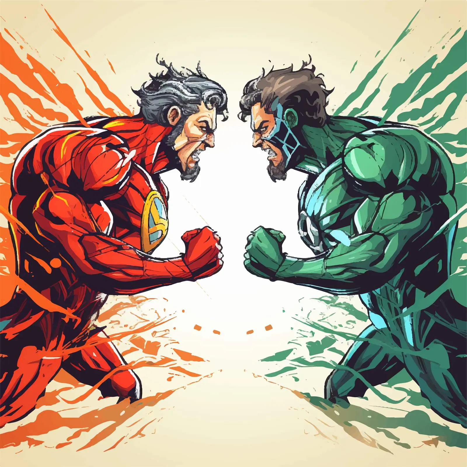 Epic Battle Between Superheroes Vector Art – free superheroes image from Dotvec