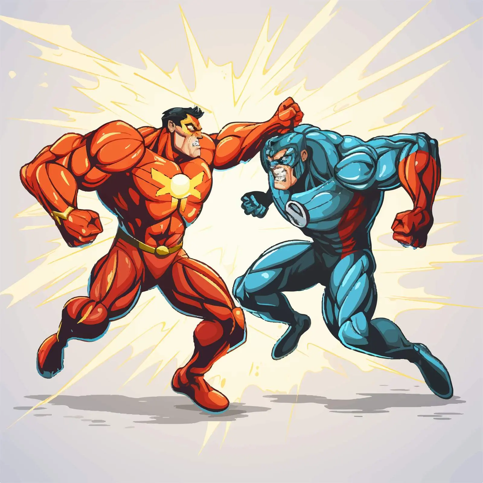 Dynamic Superheroes Battle Vector Illustration – free comic book image from Dotvec