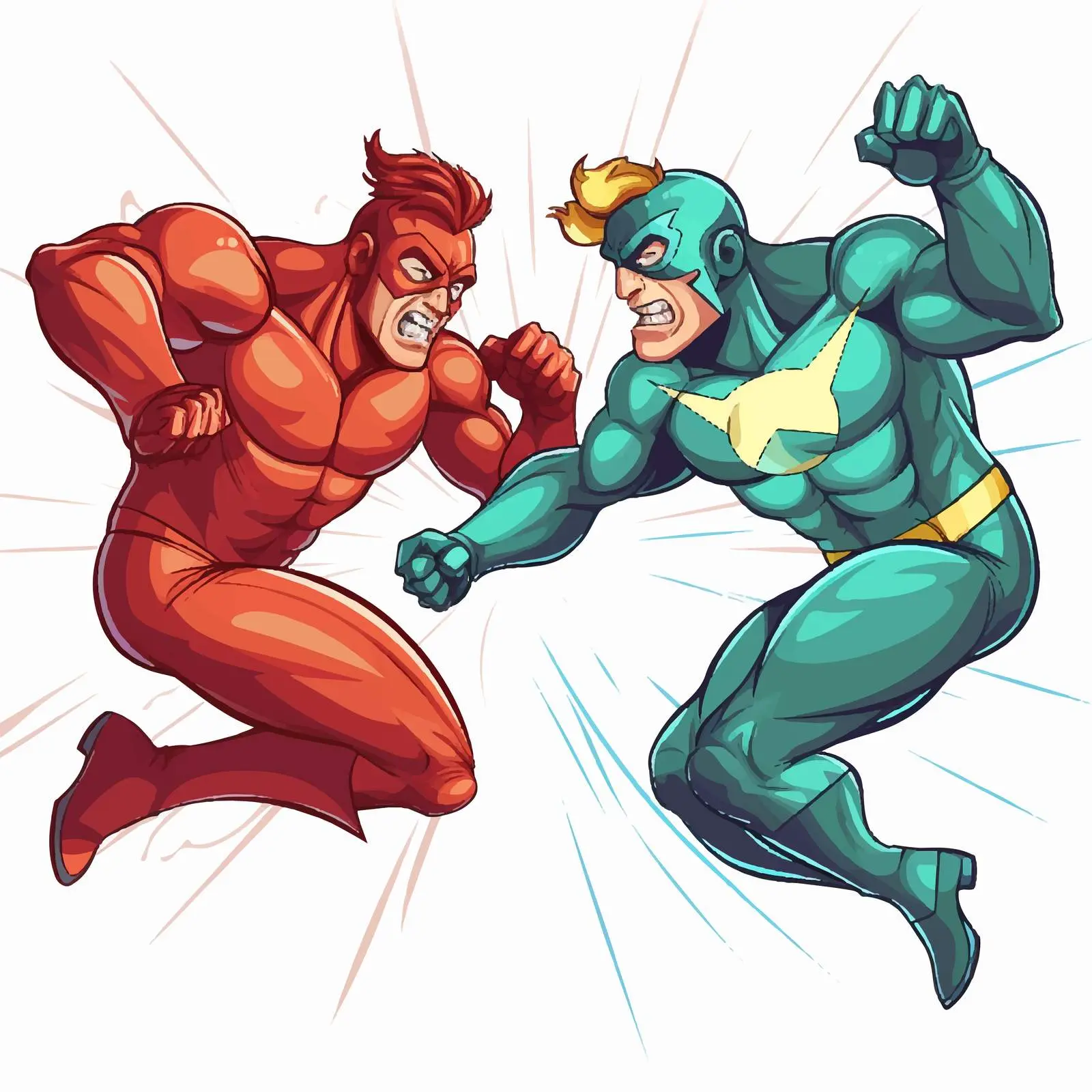 Superheroes Battle Illustration in Vector Style – free comic book image from Dotvec