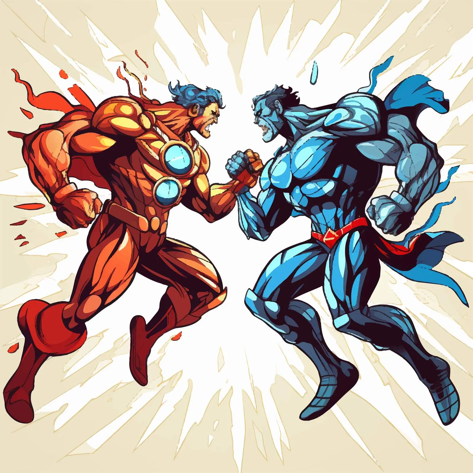 Superheroes Clash in Dynamic Vector Illustration — free download from Dotvec