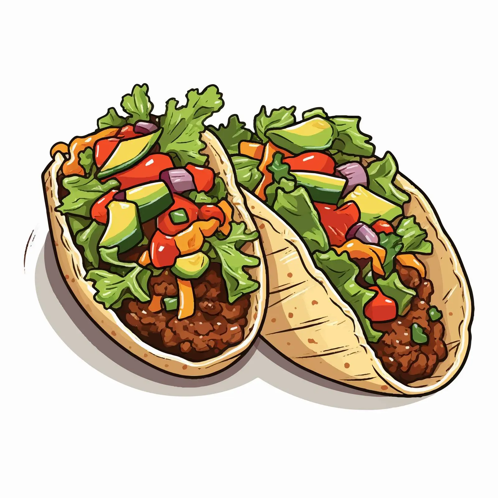 Two Tacos Filled with Beans and Vegetables — free download from Dotvec