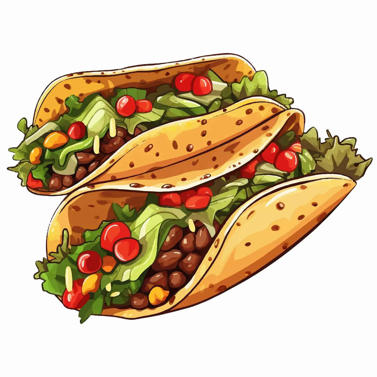Two Tacos with Beans and Vegetables Vector — free download from Dotvec