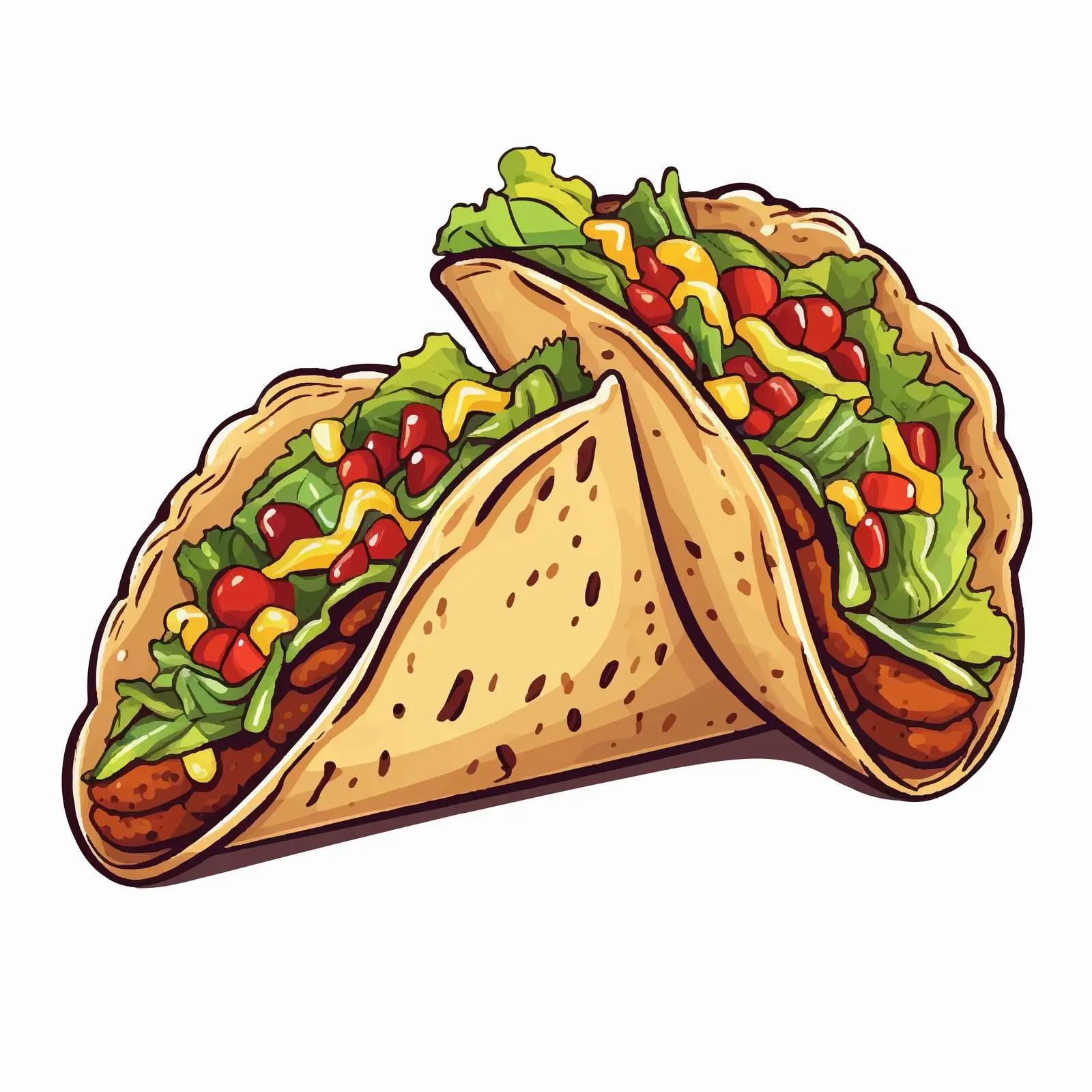 Delicious Bean and Vegetable Tacos Illustration — free download from Dotvec