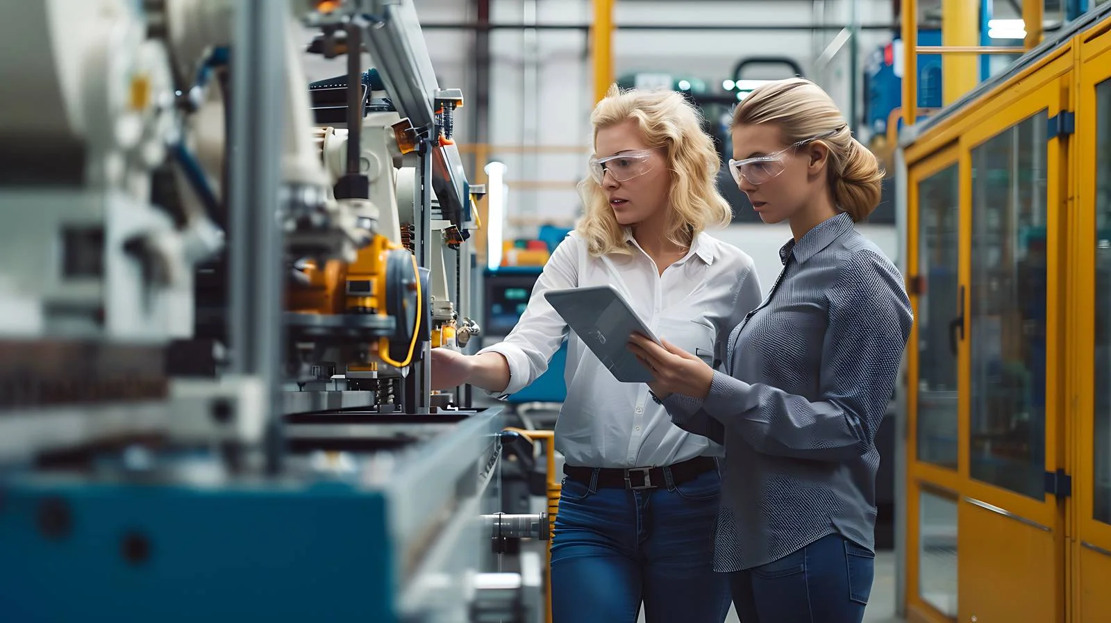 Female Technicians Inspecting Machinery in Plant — free download from Dotvec