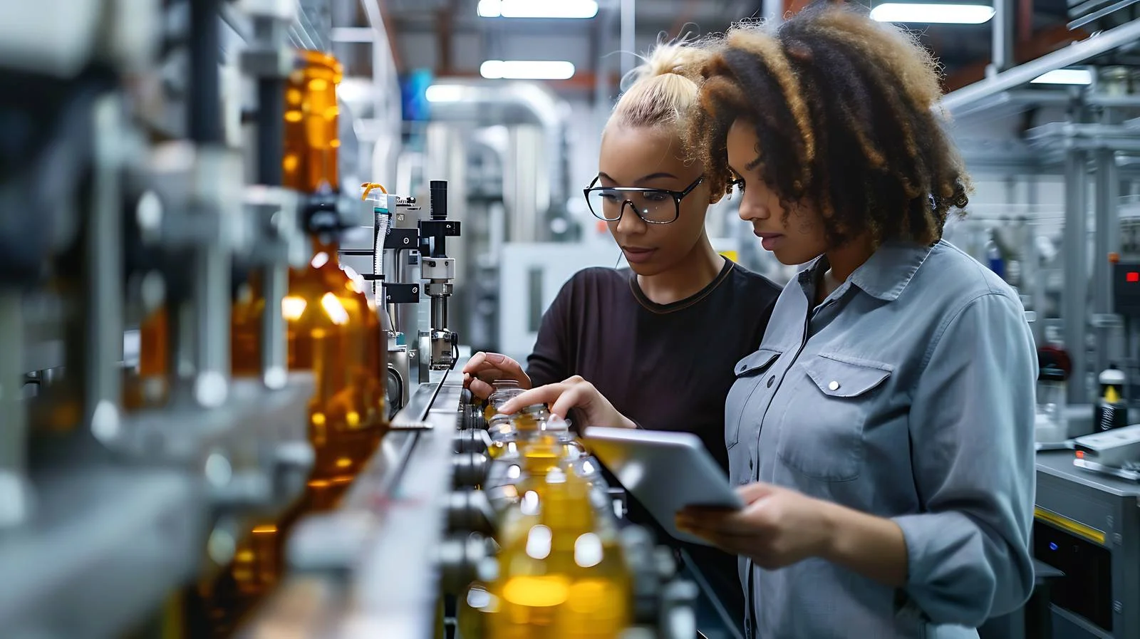 Women Inspecting Machinery in Industrial Facility — free download from Dotvec