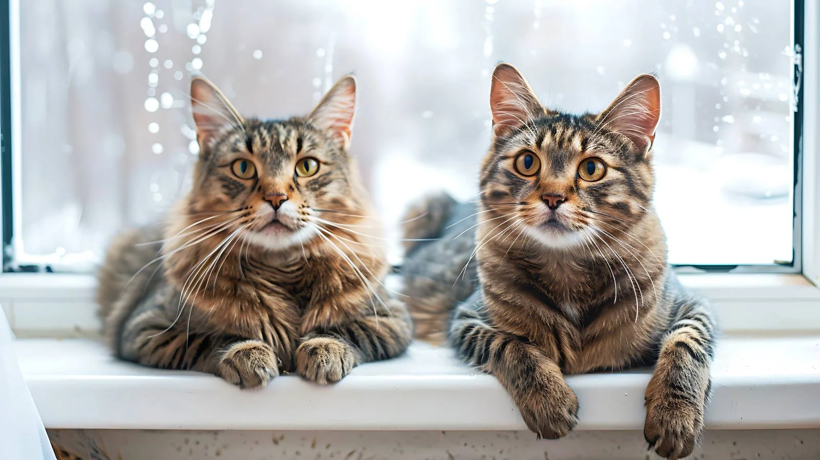 Graceful Cats Resting by the Windowsill — free download from Dotvec