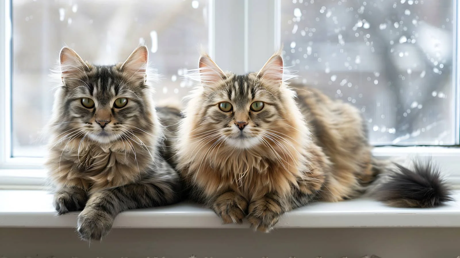 Peaceful Cats Resting on Windowsill Framed — free download from Dotvec