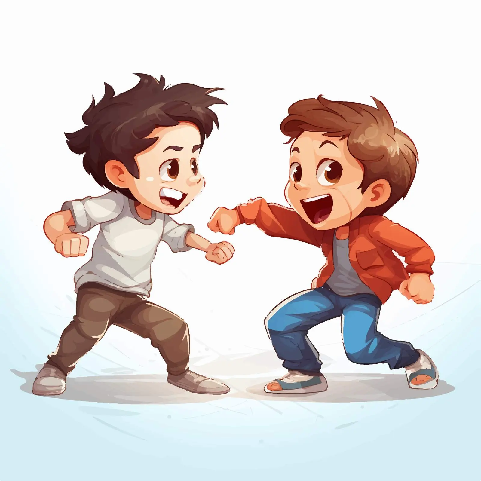 Two Young Boys Fighting Cartoon Illustration – free fighting image from Dotvec