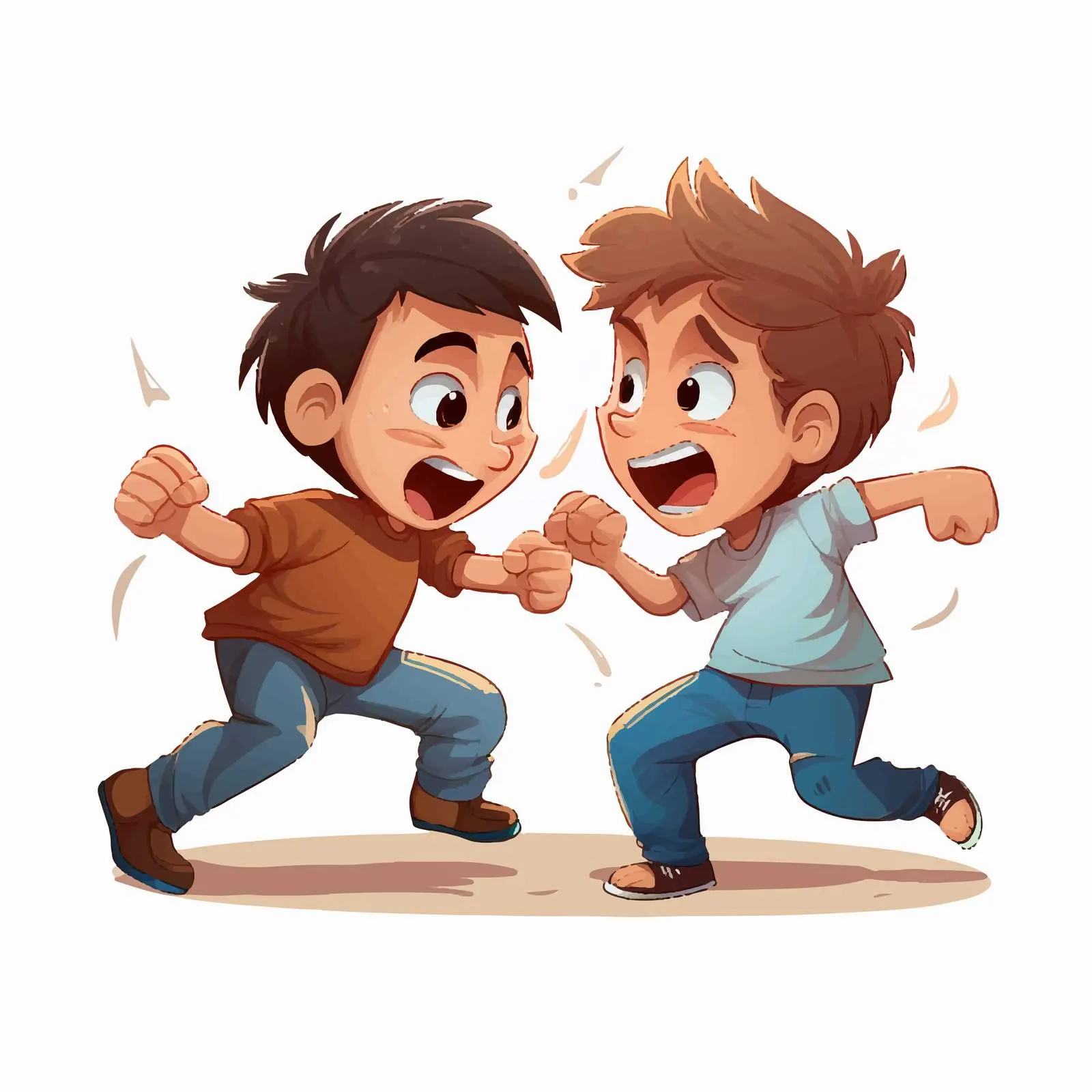 Cartoon Vector of Two Young Boys Fighting – free fighting image from Dotvec