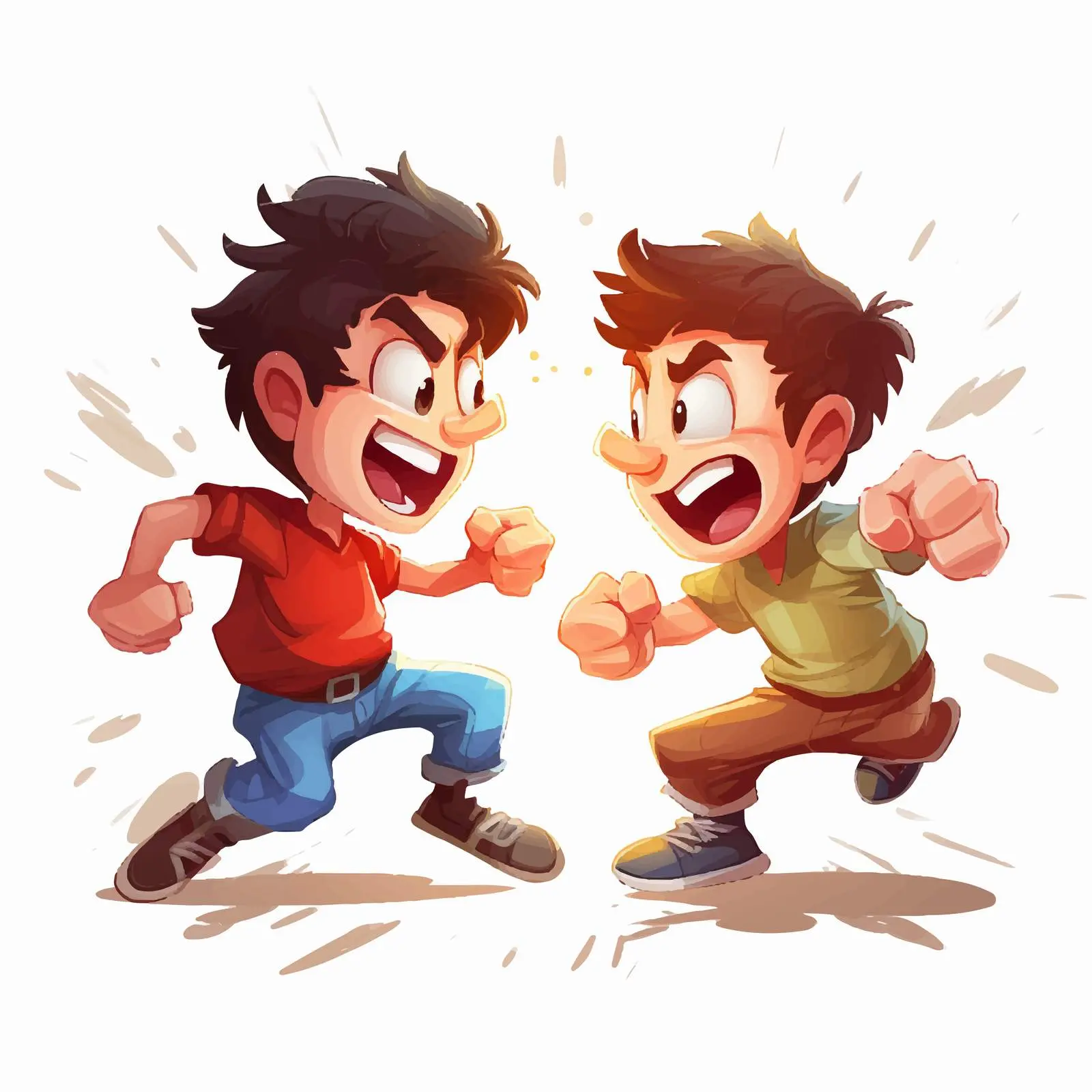 Cartoon Illustration of Two Boys Fighting – free fighting image from Dotvec