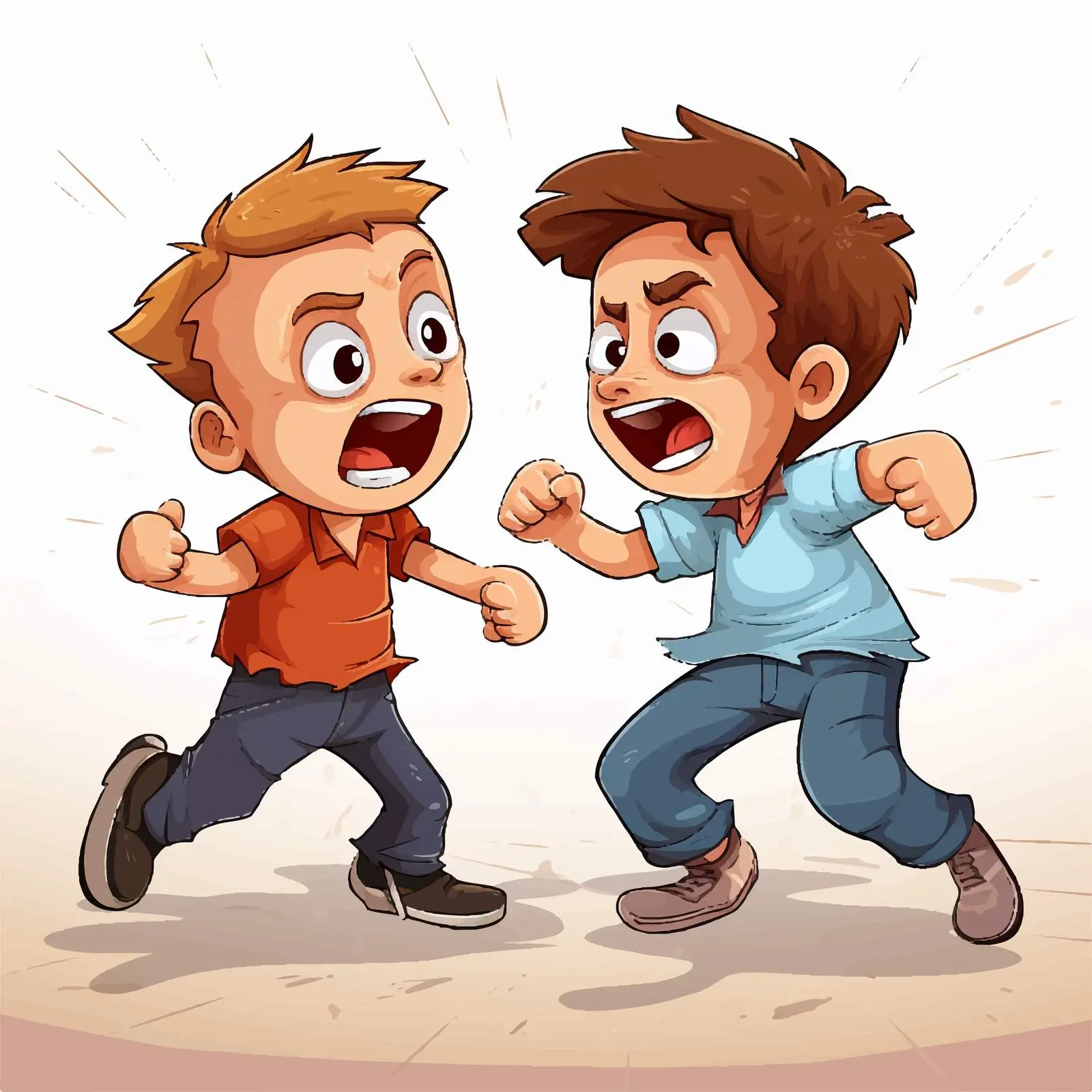 Young Boys Play Fighting Cartoon Illustration – free fighting image from Dotvec