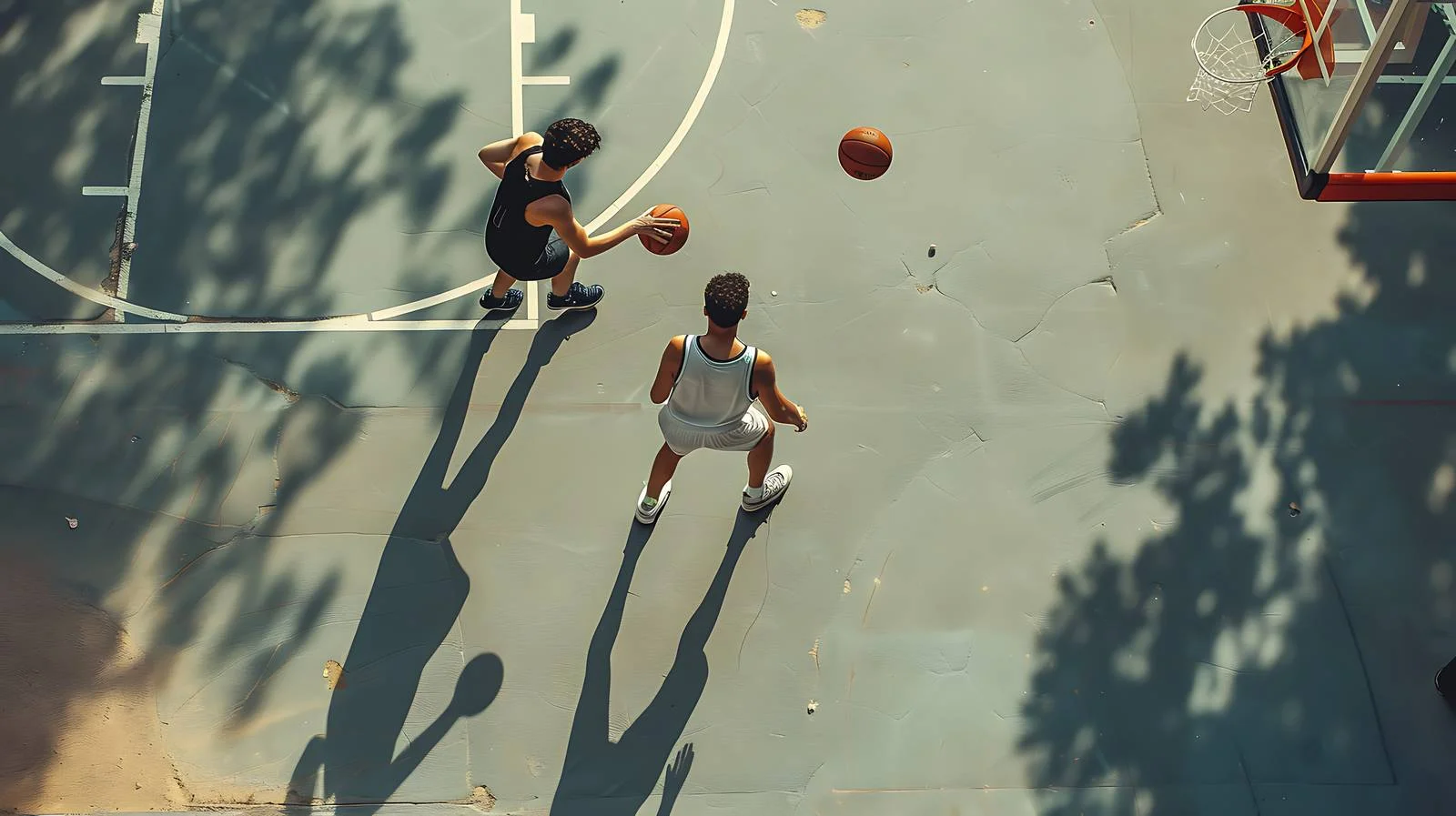 Dynamic Outdoor Basketball Game on Court — free download from Dotvec
