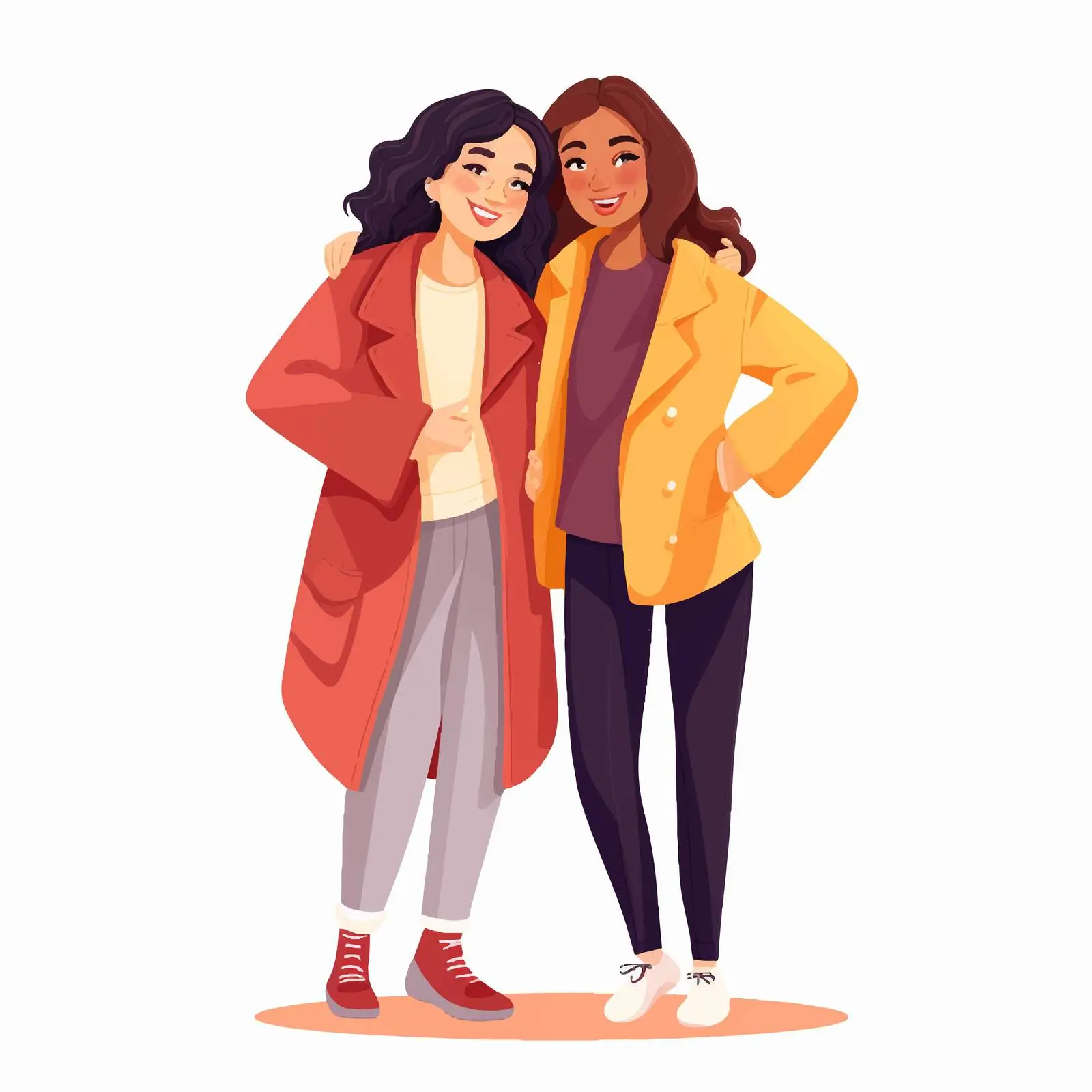 Two Young Women in Trendy Outfits Smiling — free download from Dotvec