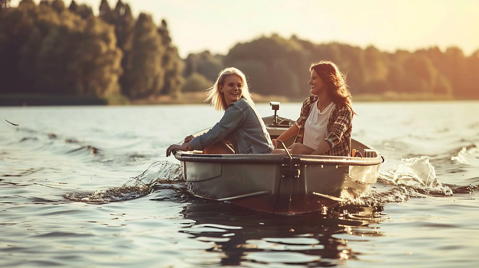 Young Women Boating on Lake — free download from Dotvec