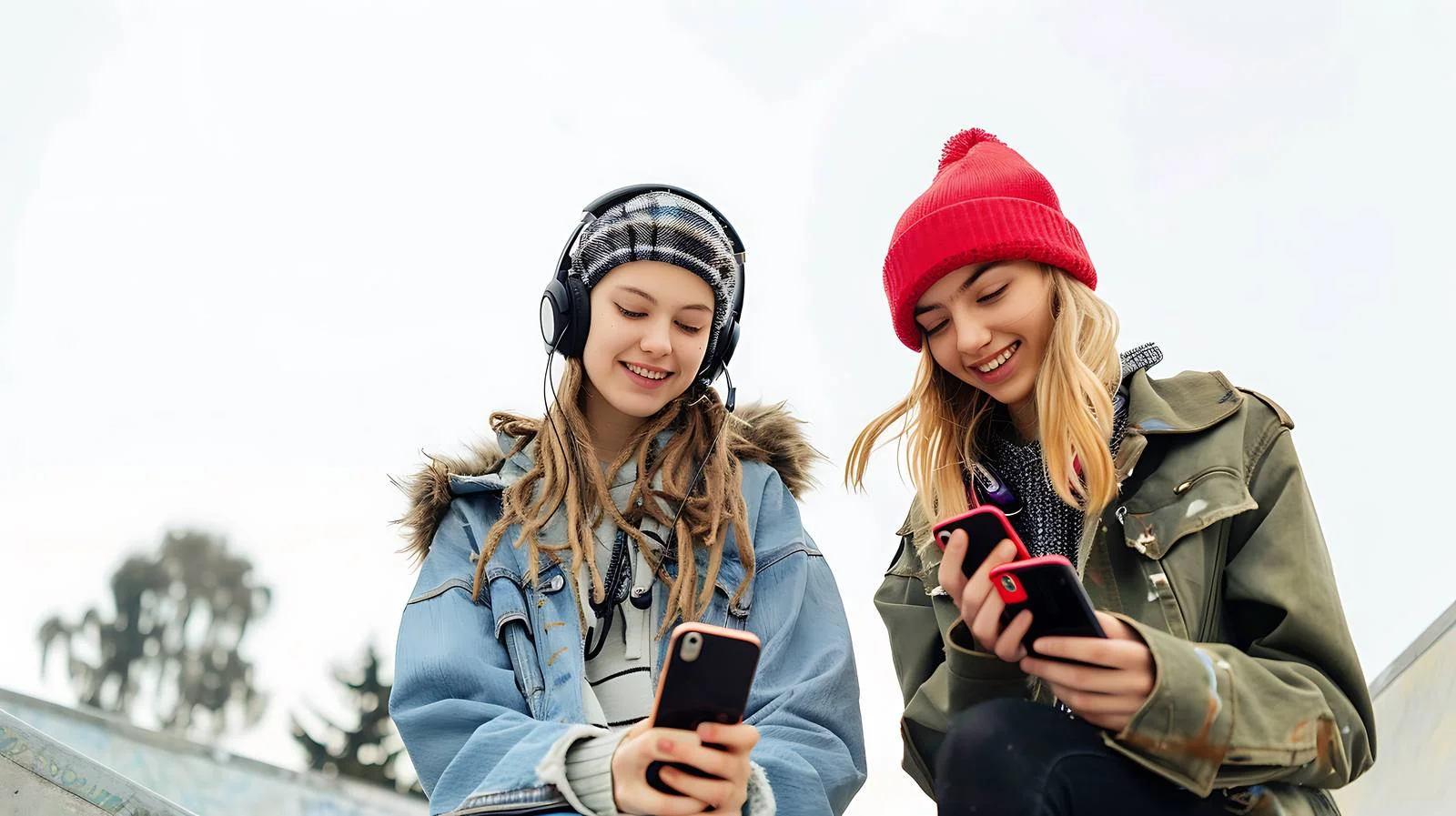 Young Women with Phone and Headphones — free download from Dotvec