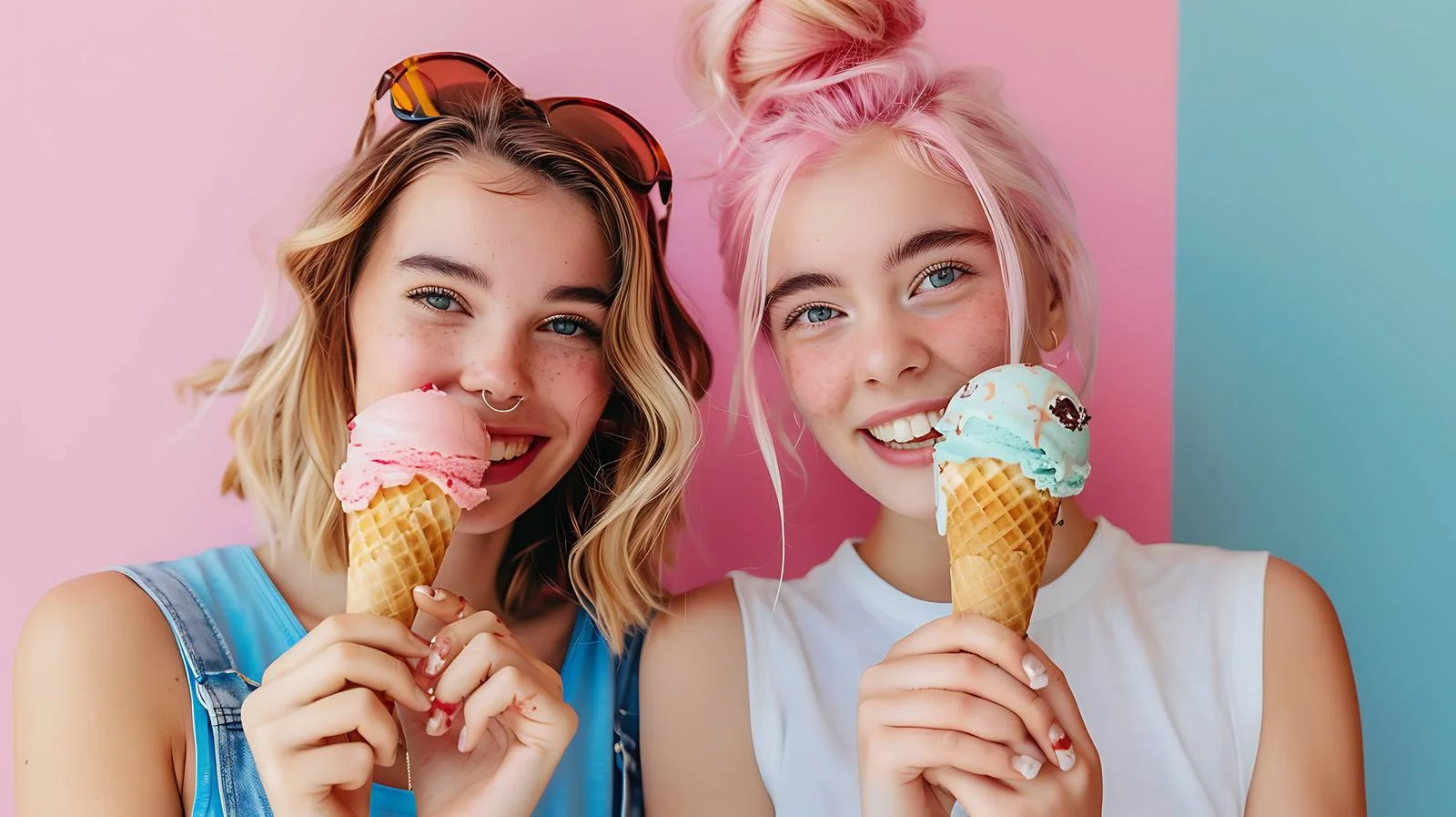 Young Women with Ice Cream Cones — free download from Dotvec