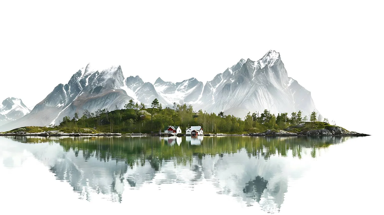 Norwegian Countryside Scenery on White Background — free download from Dotvec