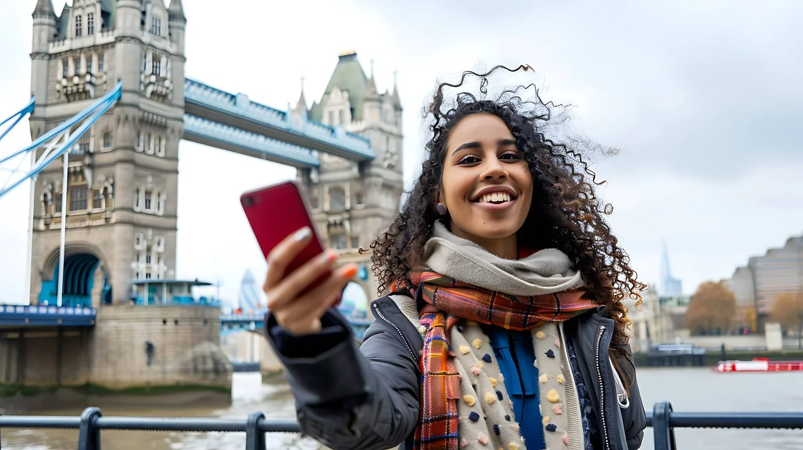 Cheerful London Woman Selfie — free download from Dotvec
