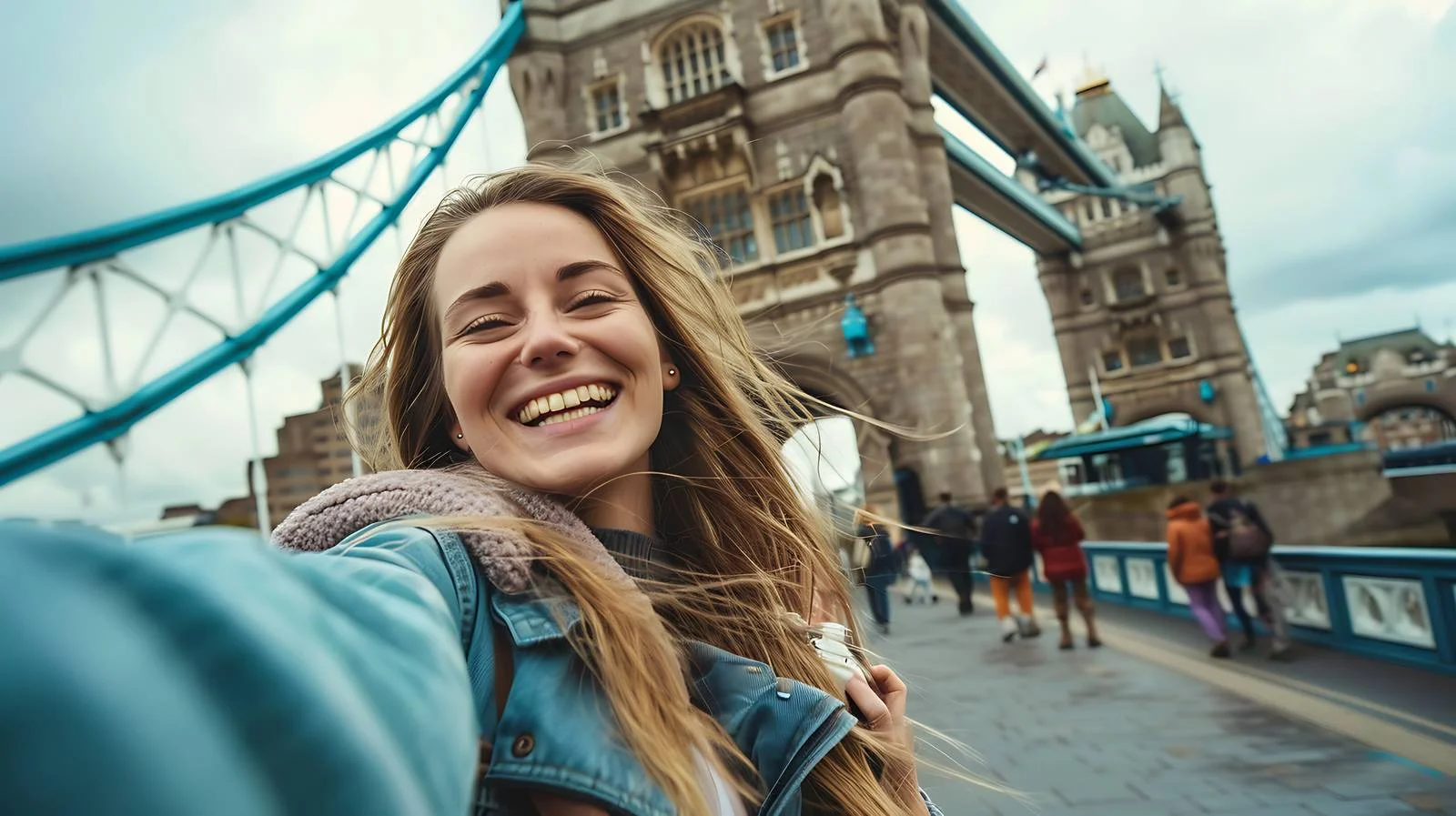 Joyful London Woman Selfie with Unique Tee — free download from Dotvec